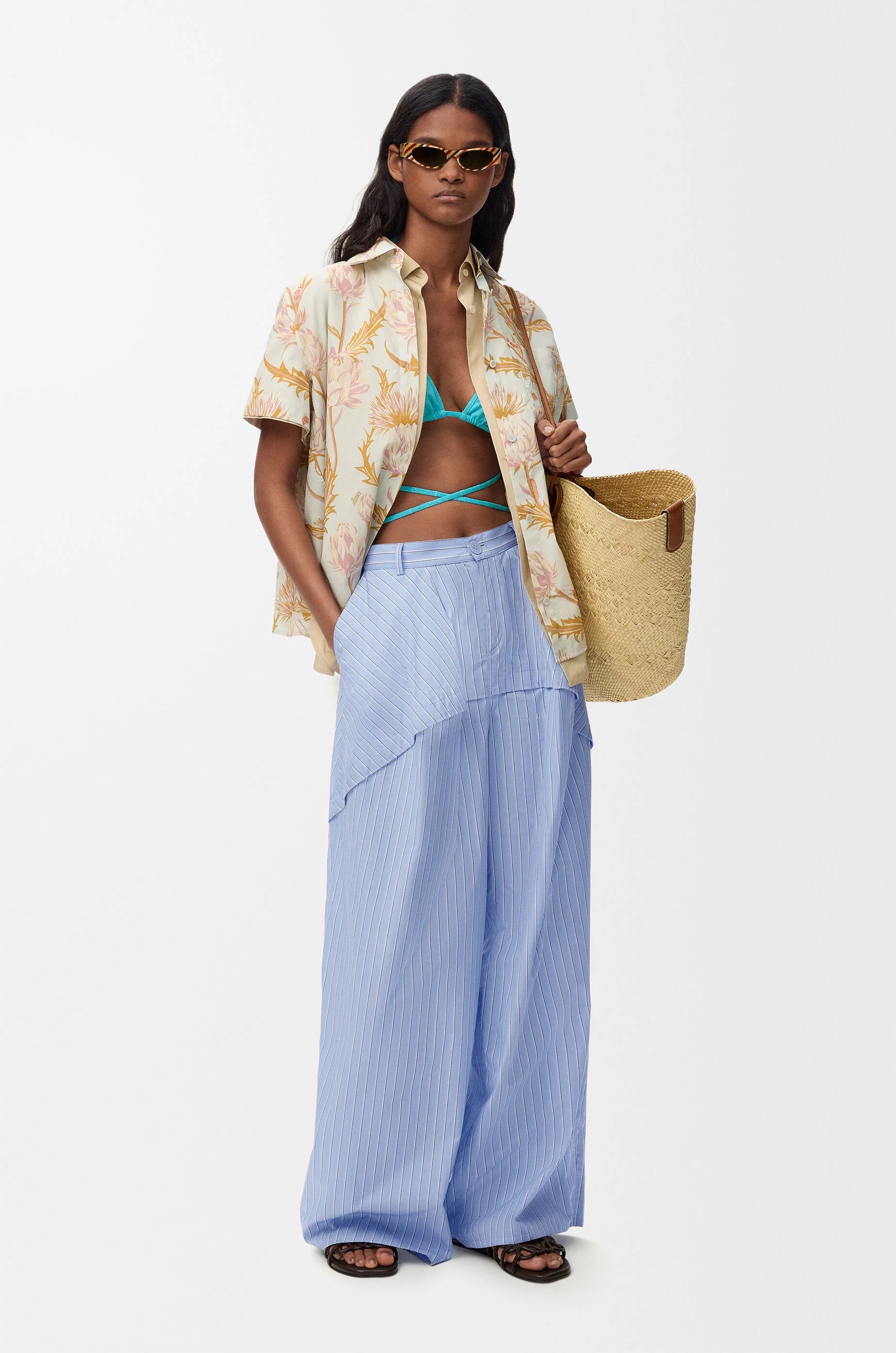 LOEWE Trousers in cotton Blue/Multicolor