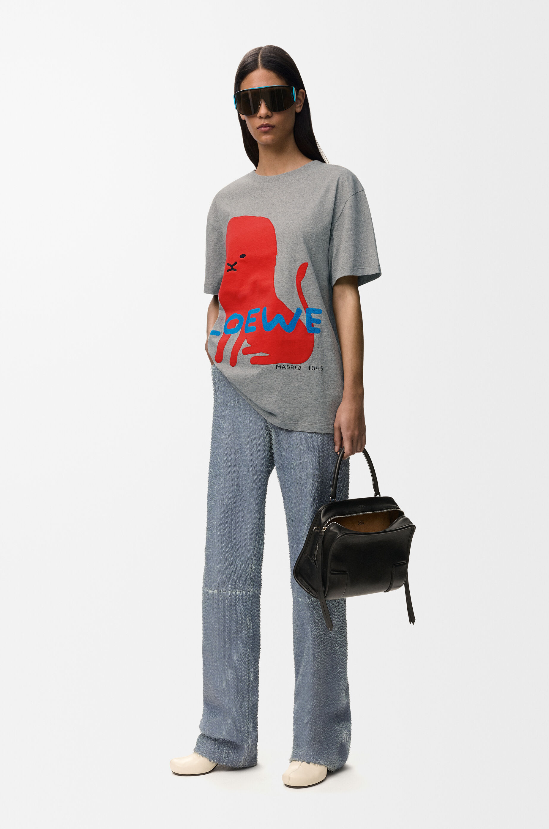 LOEWE Regular fit t-shirt in cotton Grey Melange