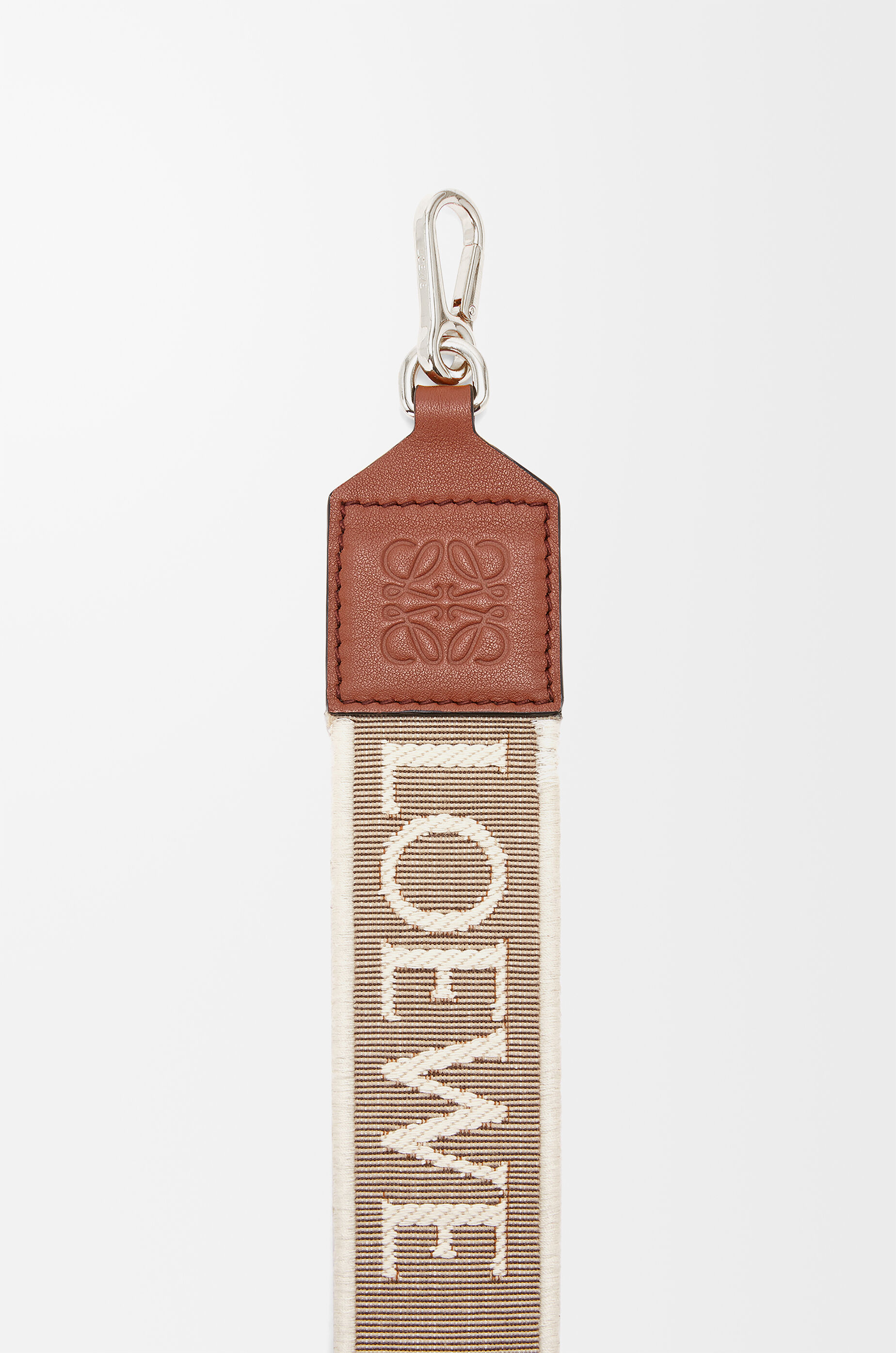 LOEWE Anagram strap in jacquard and calfskin Natural/Tan/Palladium