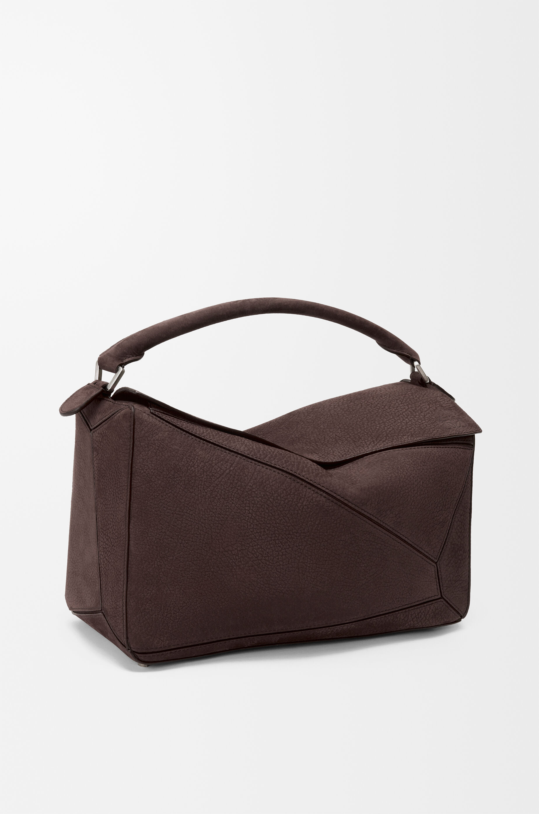 LOEWE Large Puzzle bag in grained nubuck Dark Chestnut