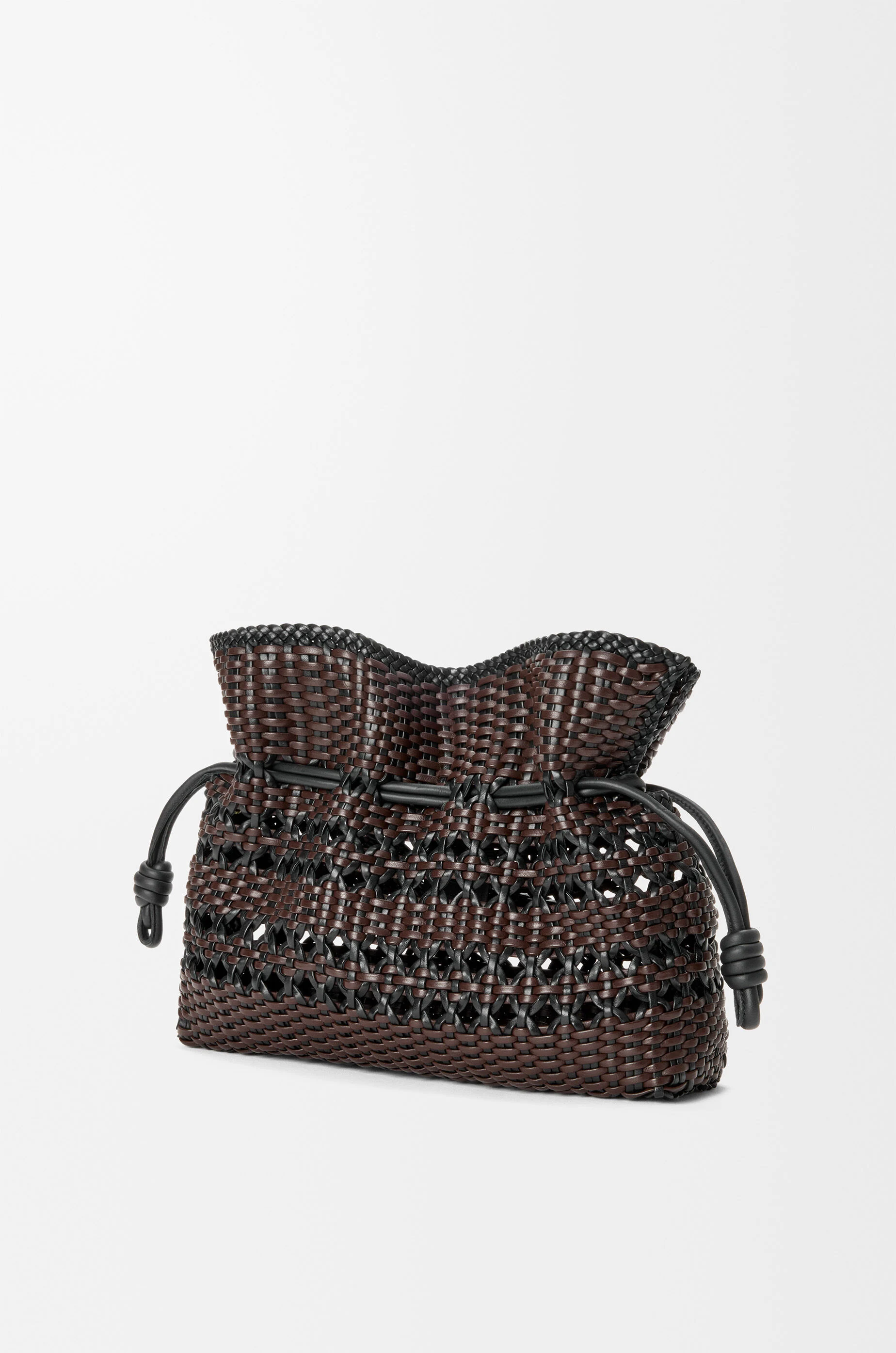 LOEWE Medium Flamenco clutch in woven nappa calfskin Black/Brown