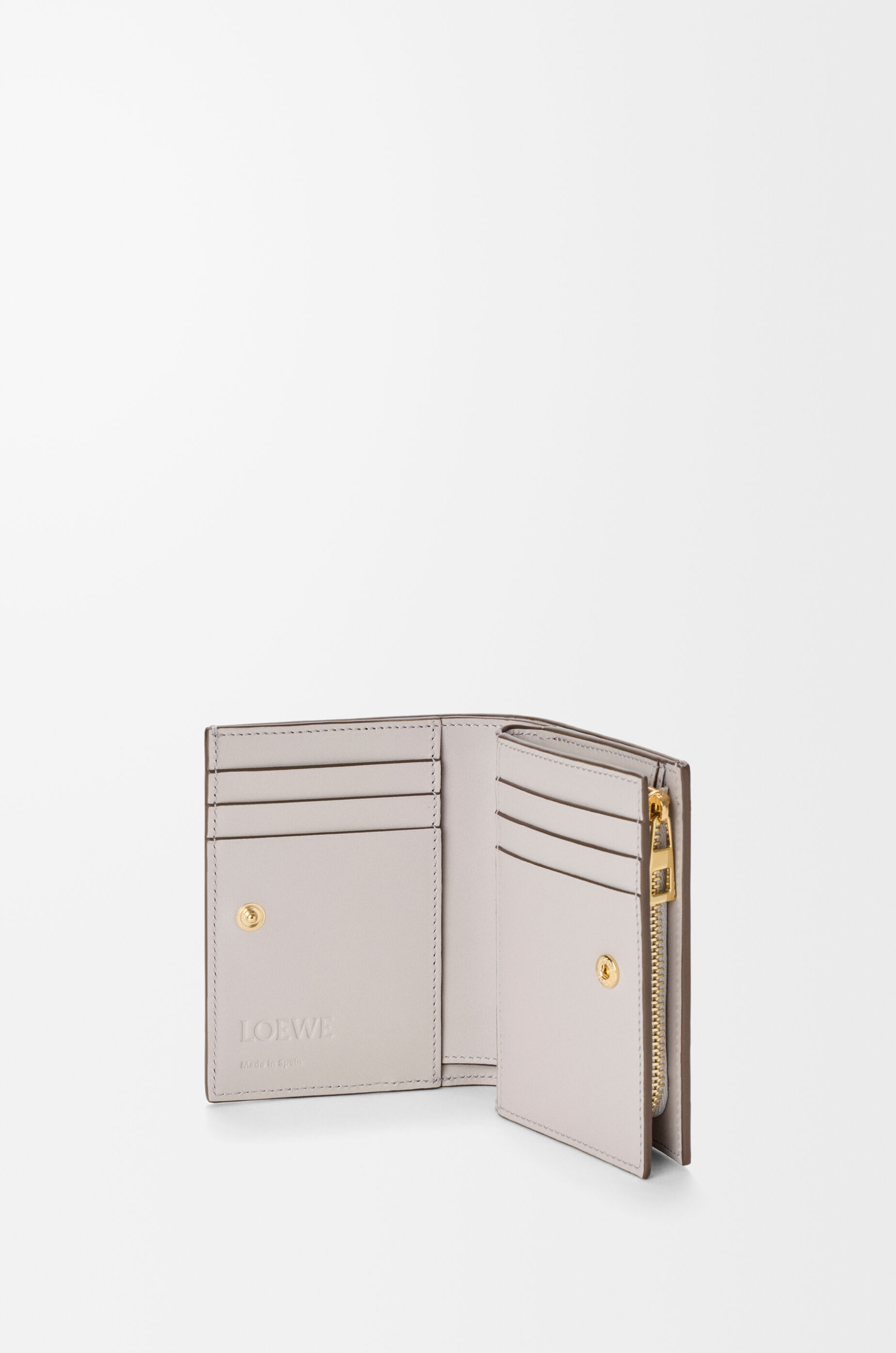 LOEWE Anagram compact wallet in pebble grained calfskin Light Ghost Grey
