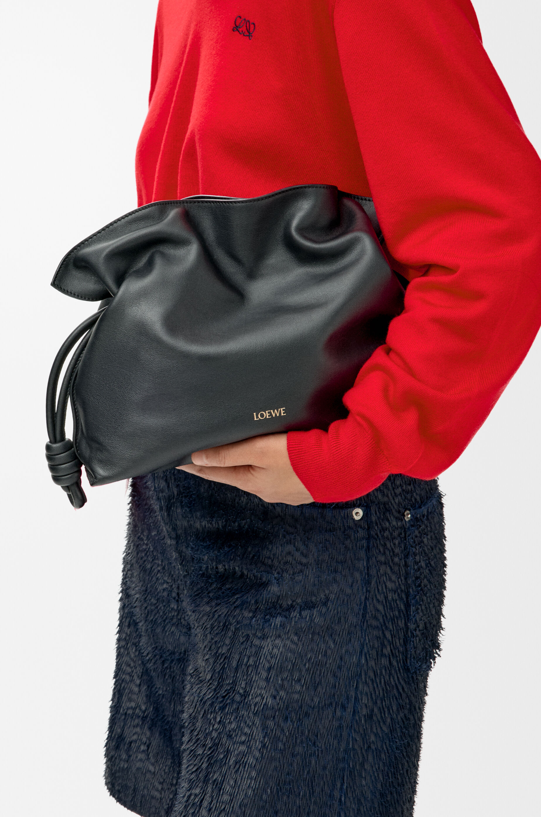 LOEWE Medium Flamenco clutch in nappa calfskin Black