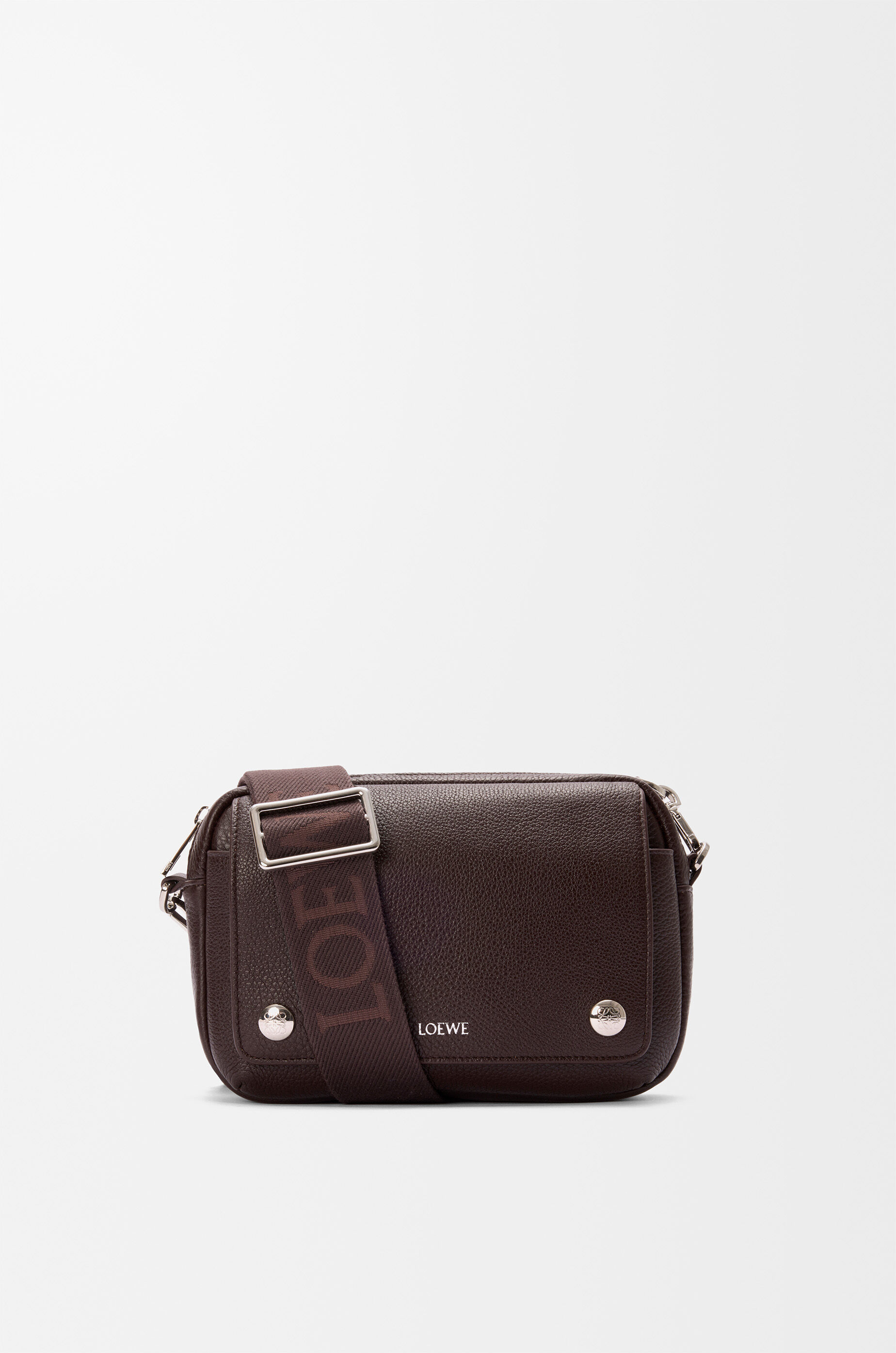 LOEWE Small Pebble messenger bag in supple grained calfskin Oxblood