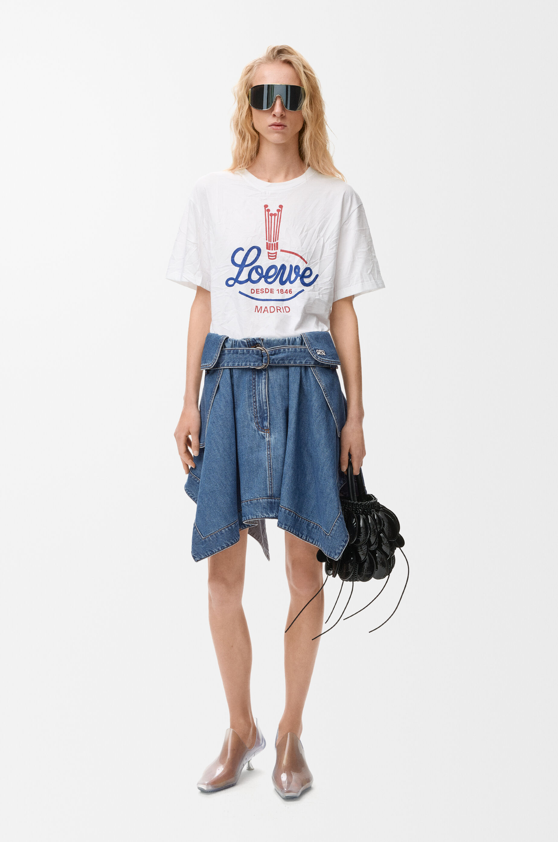 LOEWE Cargo skirt in denim Light Blue