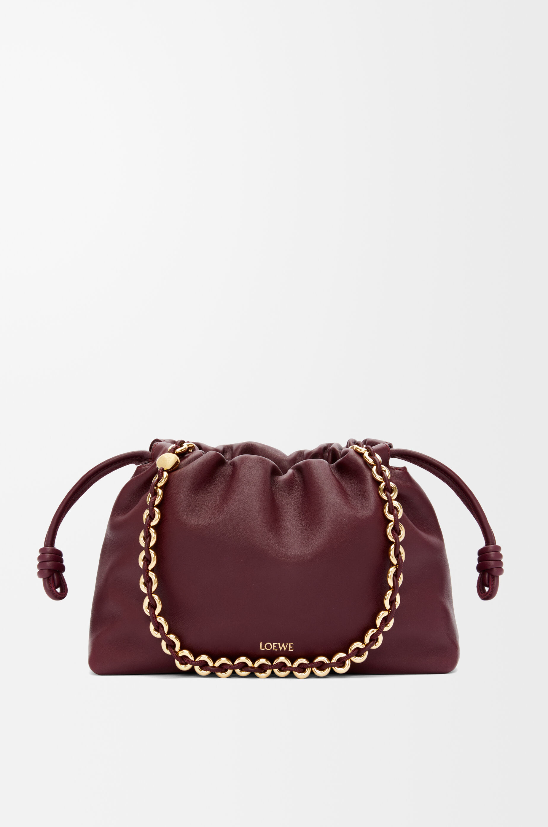 LOEWE Medium Flamenco purse in mellow nappa lambskin Dark Burgundy