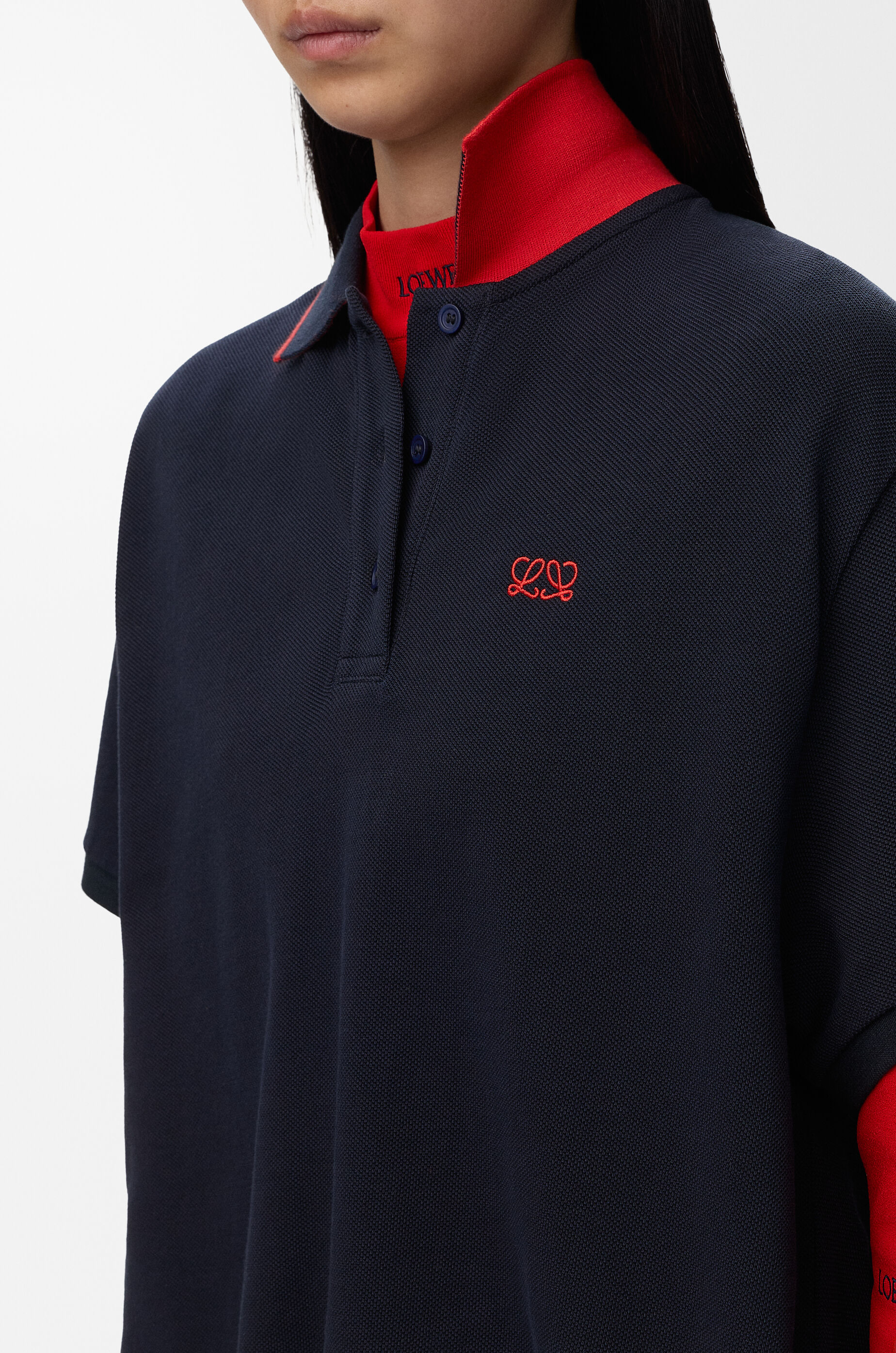 LOEWE Polo in cotton Navy Blue