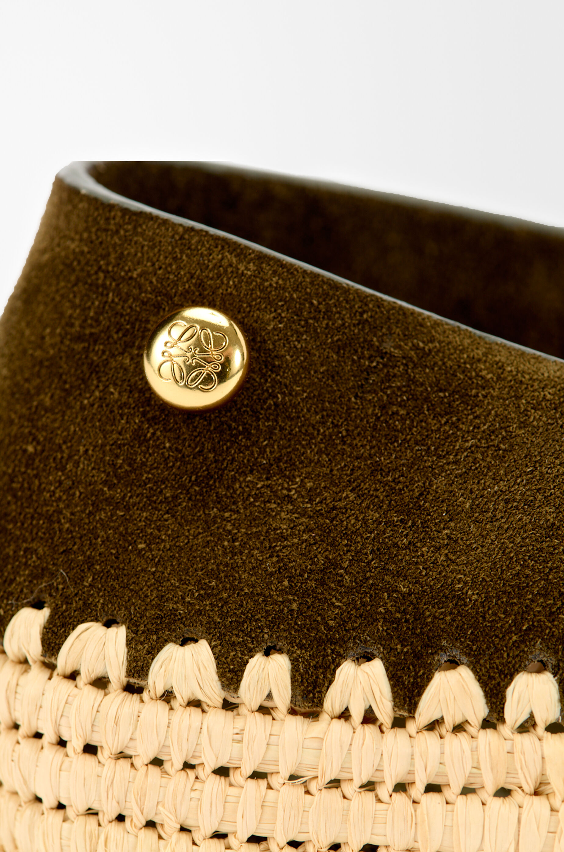 LOEWE Rio slipper in suede and raffia Khaki Green