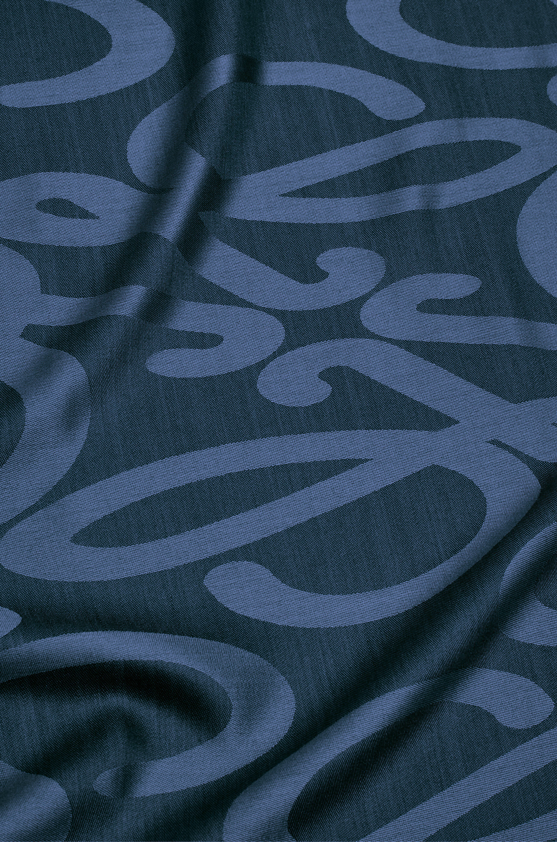 LOEWE Scarf in silk and wool Navy Blue