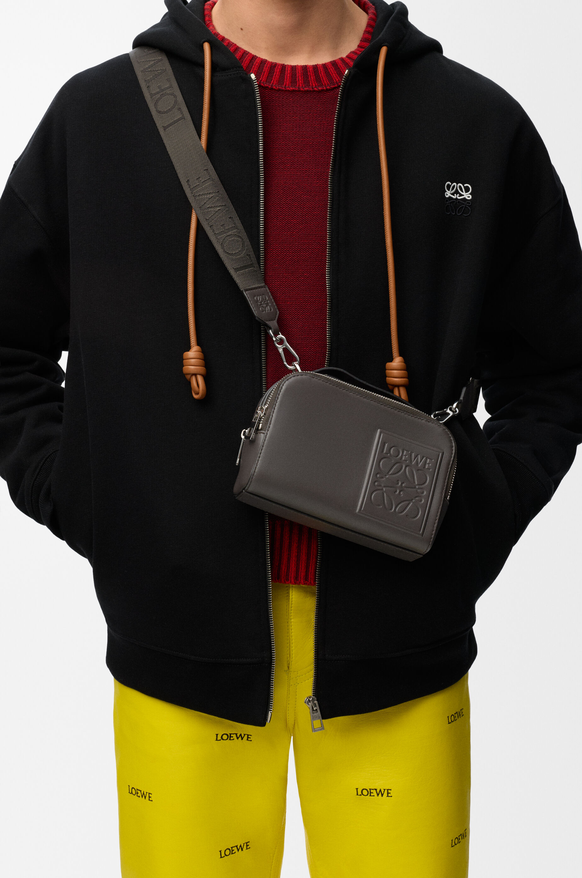 LOEWE Mini crossbody camera bag in satin calfskin Dark Grey