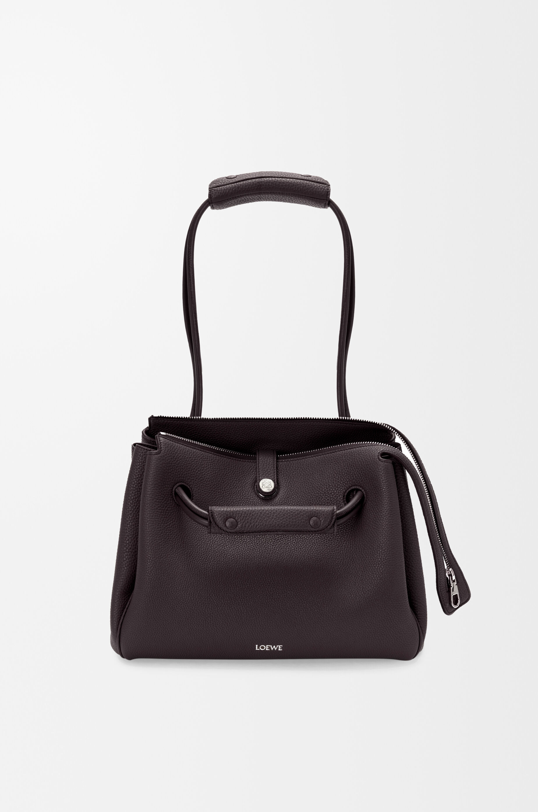 LOEWE Medium Madrid bag in supple grained calfskin Dark Ebony