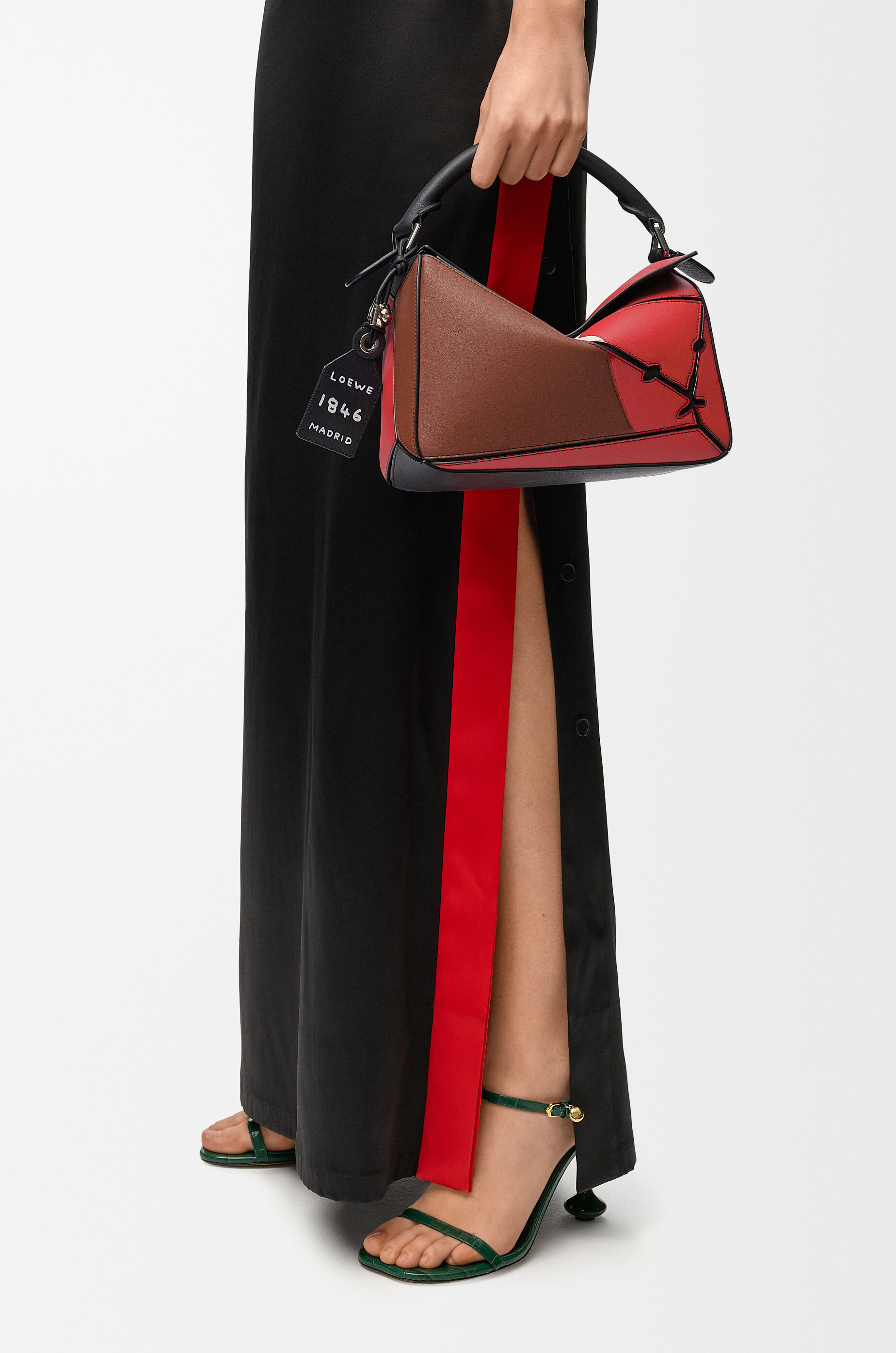 LOEWE Small Lion Intarsio Puzzle bag in classic calfskin Multicolor Pecan