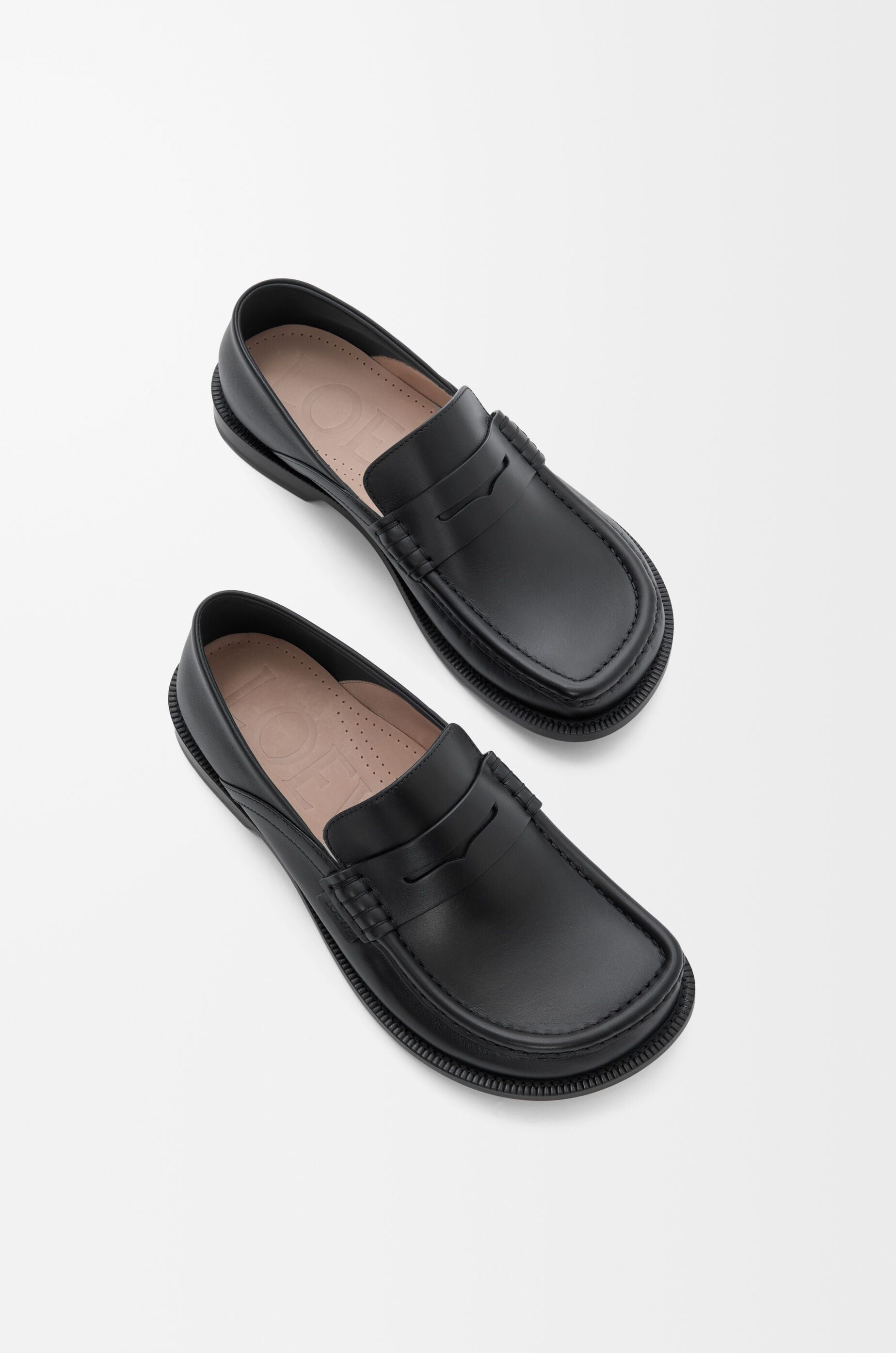 LOEWE Campo flap back loafer in waxy calfskin Black
