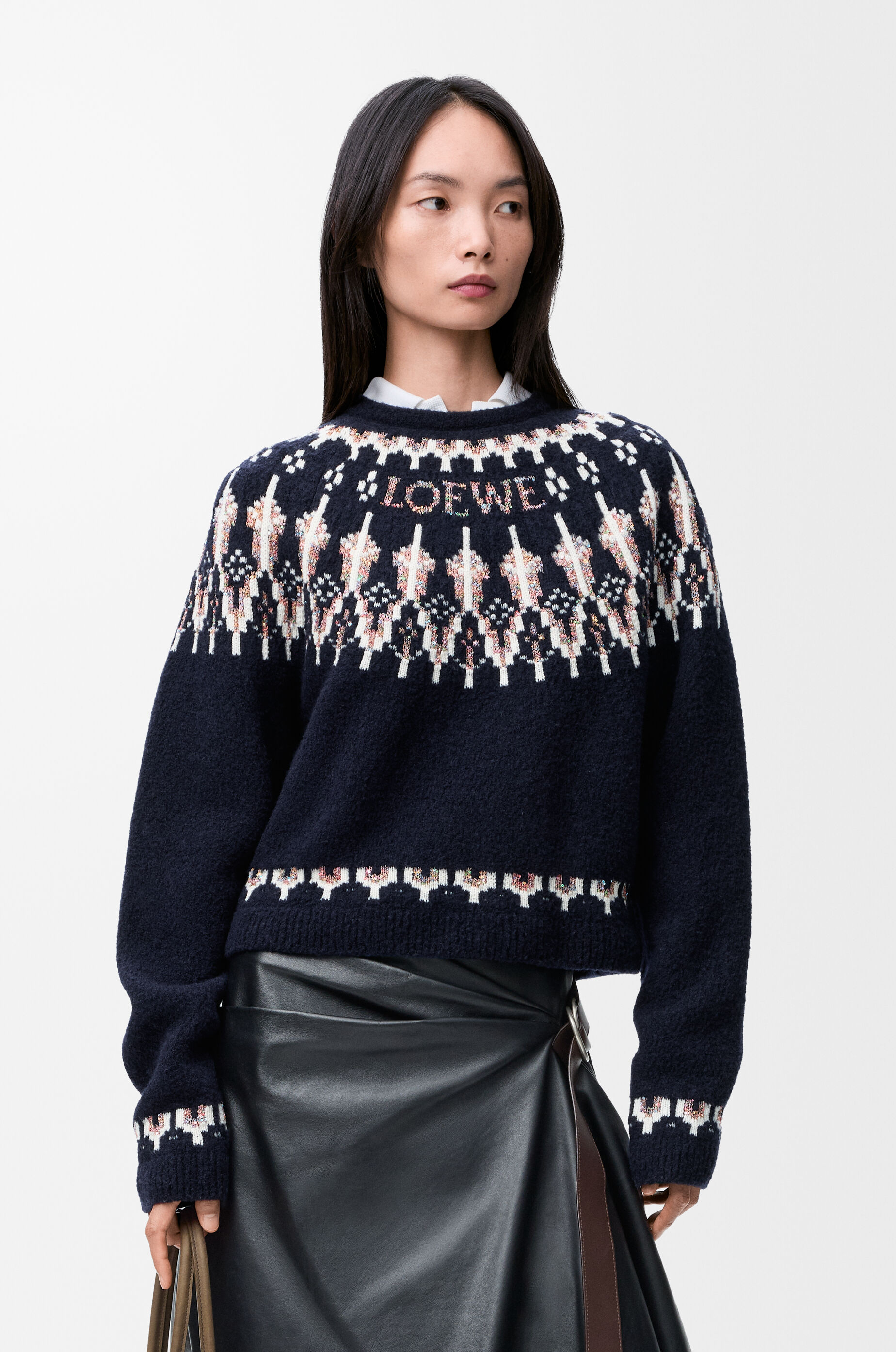LOEWE Sweater in wool blend Navy/Multicolor
