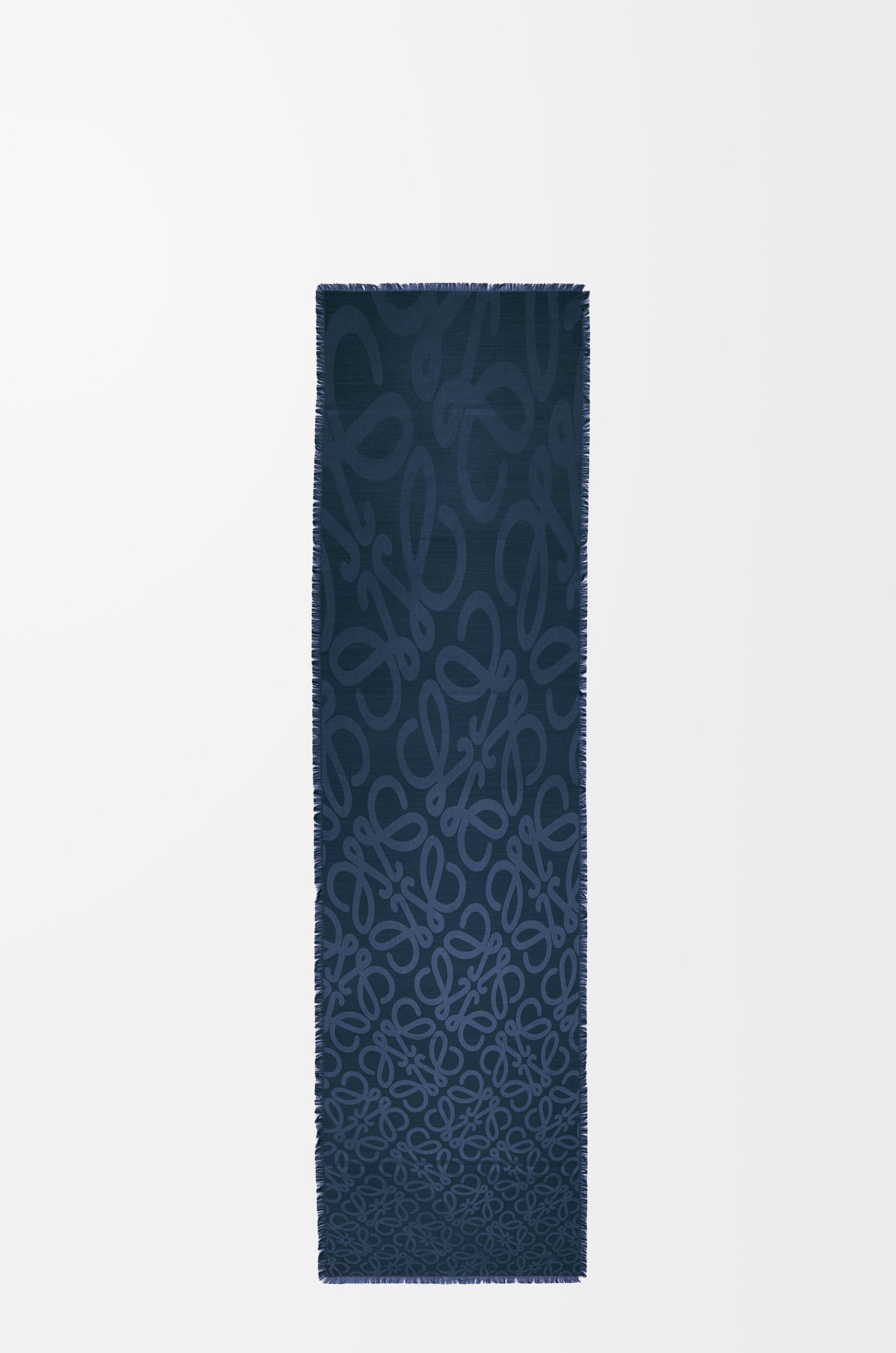 LOEWE Scarf in silk and wool Navy Blue