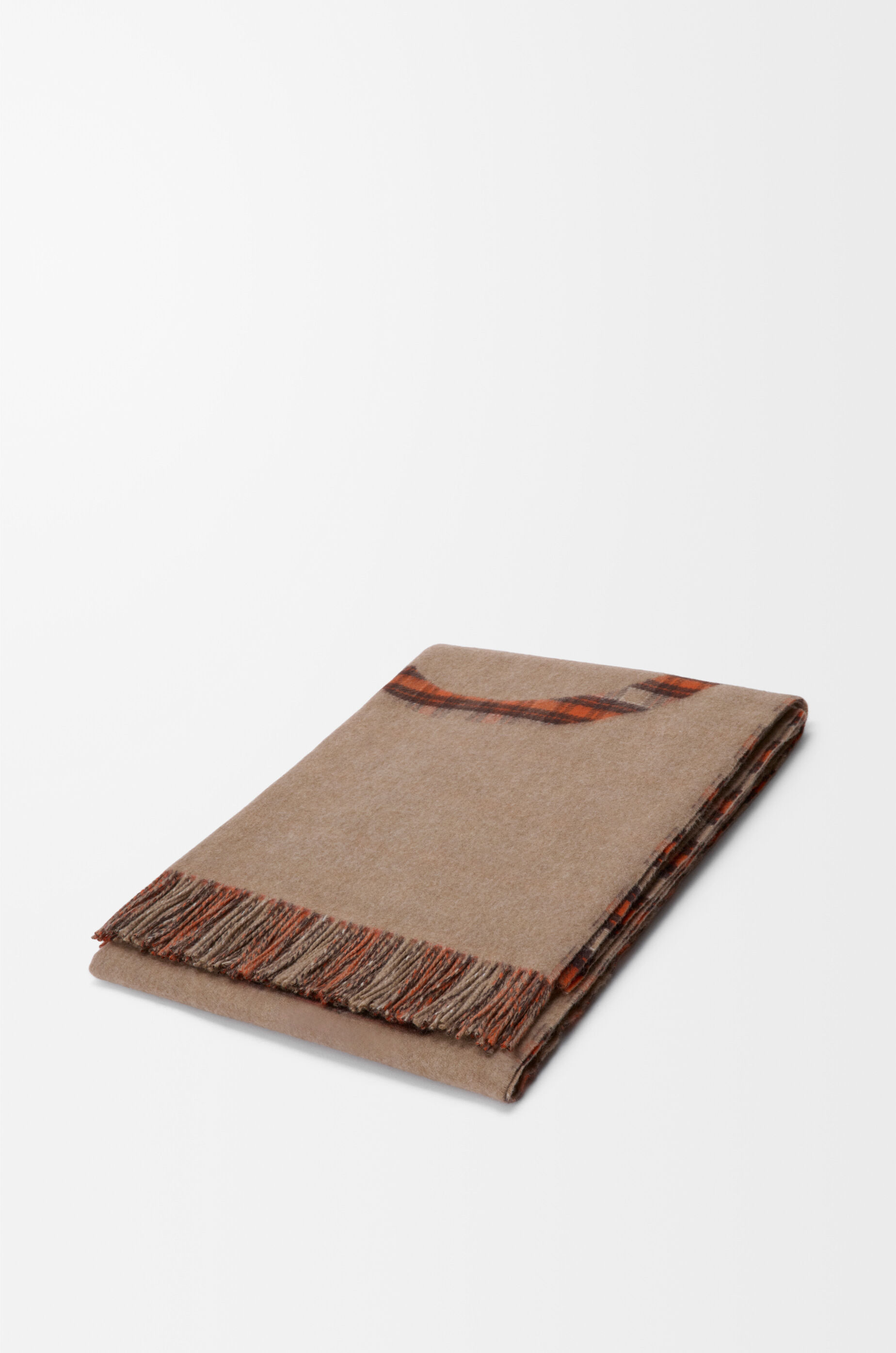 LOEWE Blanket in wool and cashmere Beige/Orange