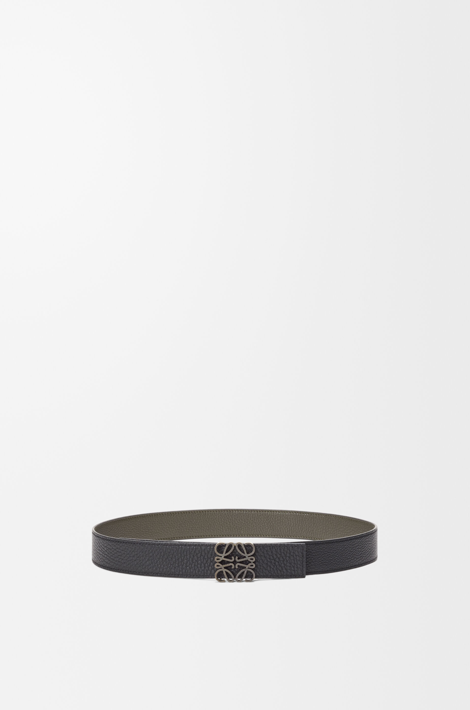 LOEWE Reversible Anagram belt in supple grained calfskin Dark Khaki/Black/Dark Pal