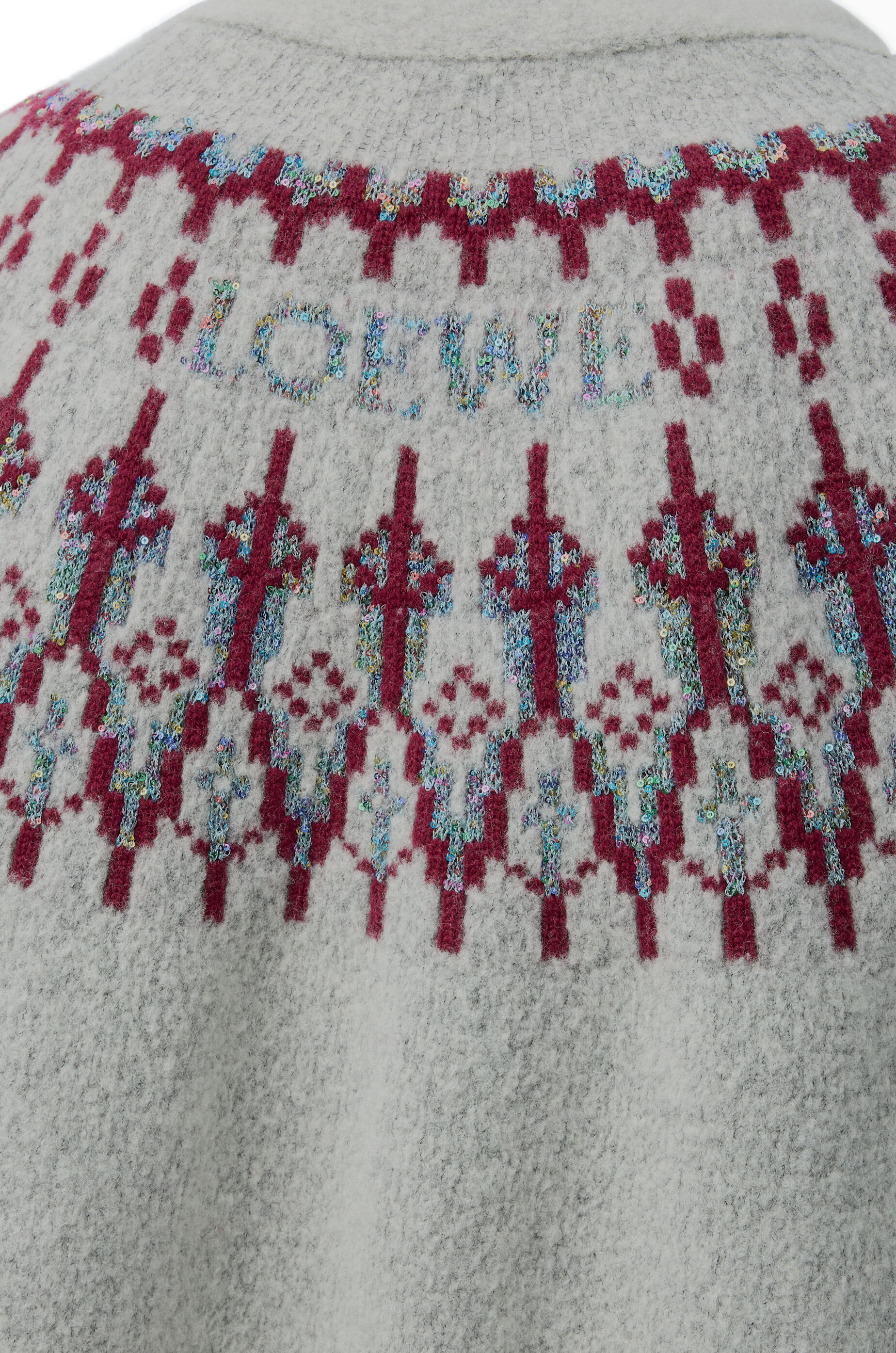 LOEWE Cardigan in wool blend Light Grey/Multicolor