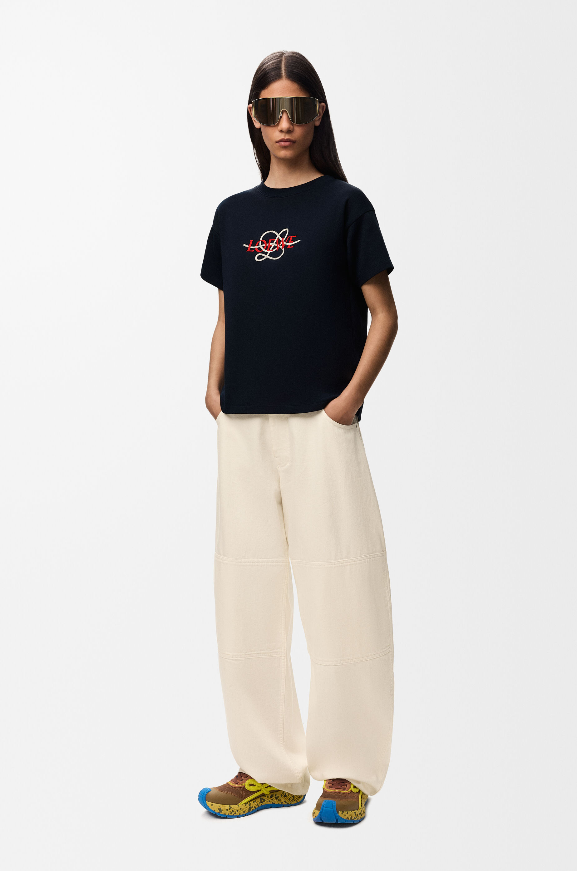 LOEWE Regular fit T-shirt in cotton blend Navy Blue