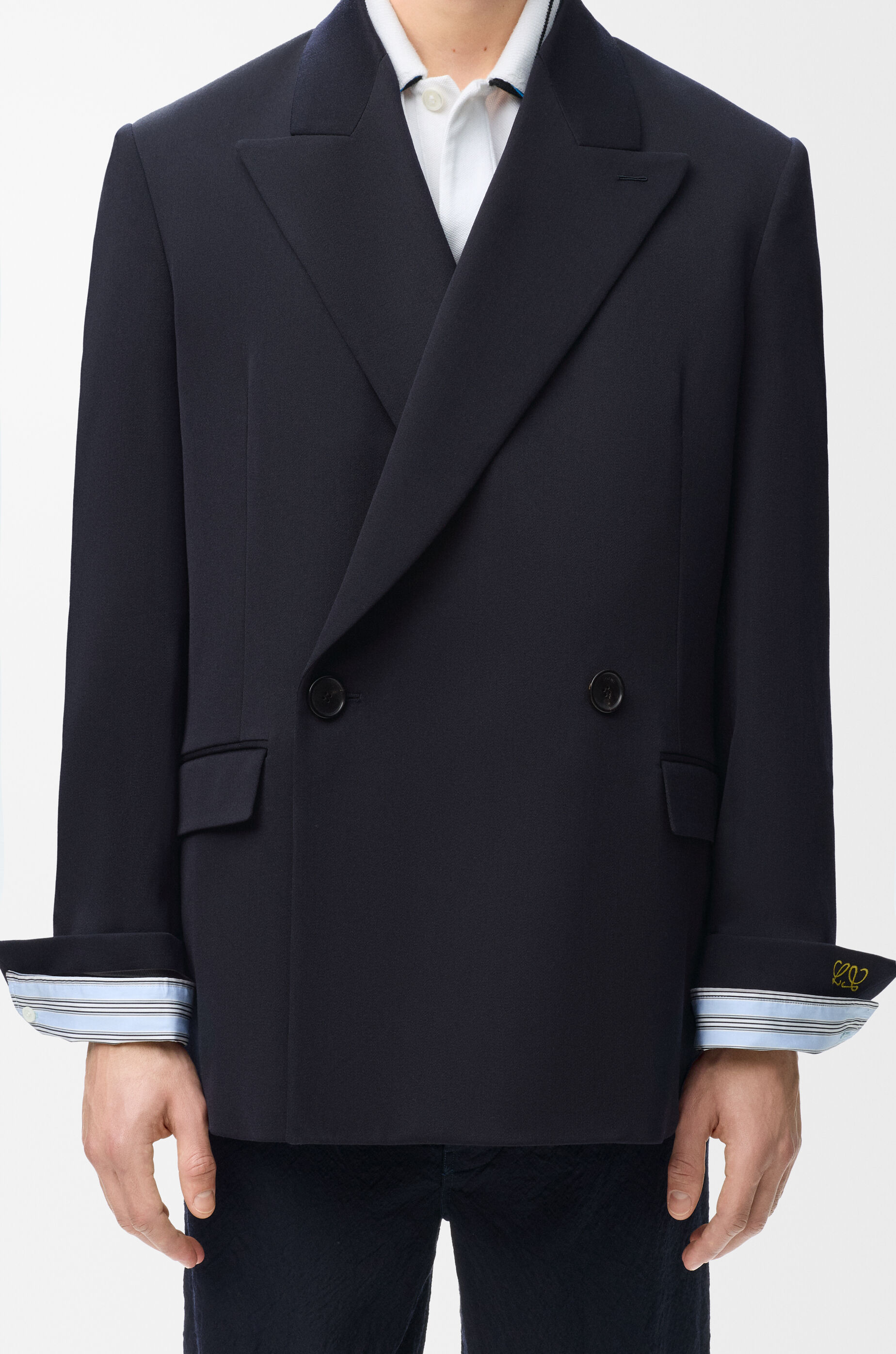 LOEWE Double-breasted jacket in wool blend Dark Navy Blue