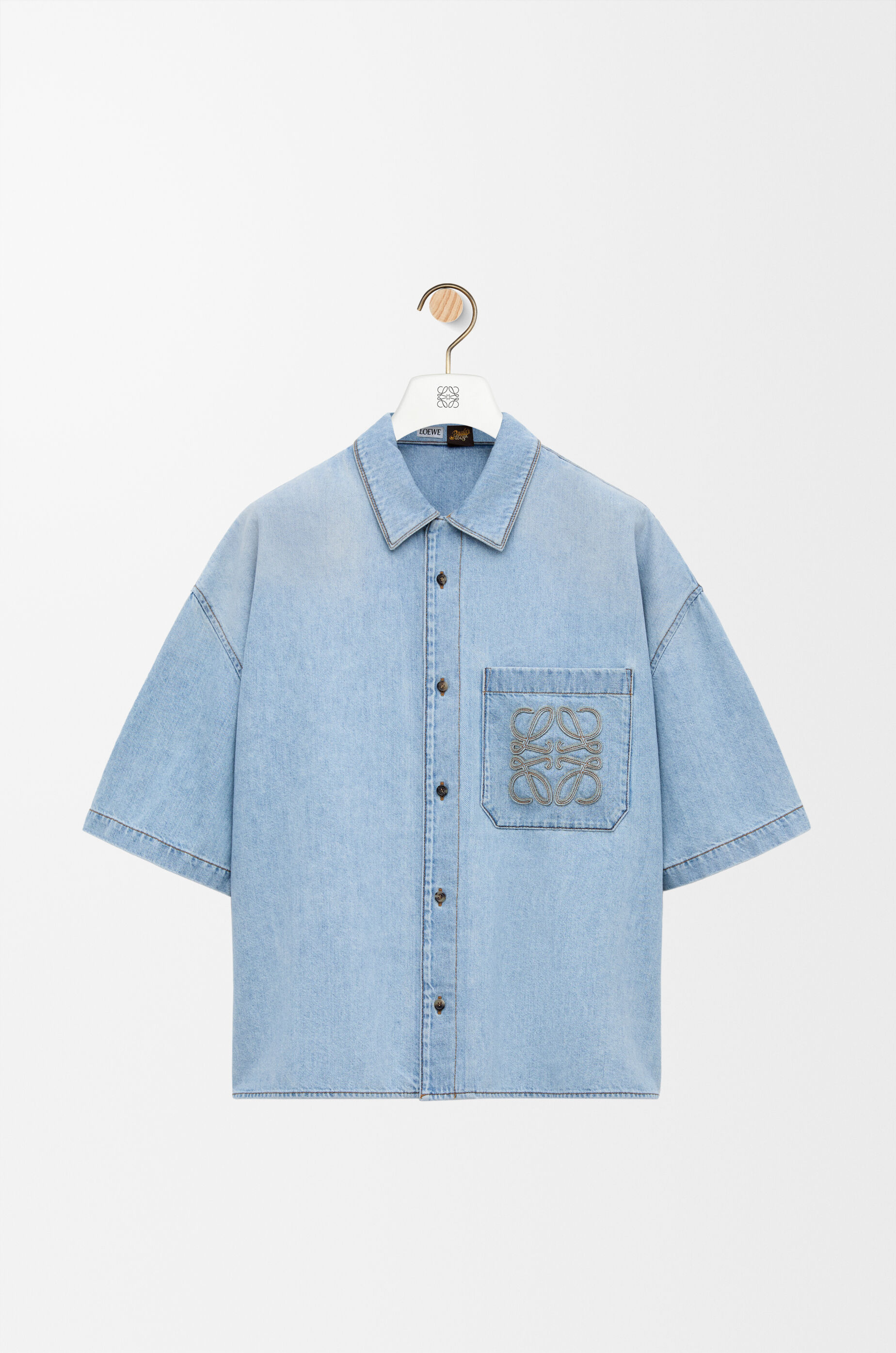 LOEWE Short sleeve shirt in denim Washed Blue