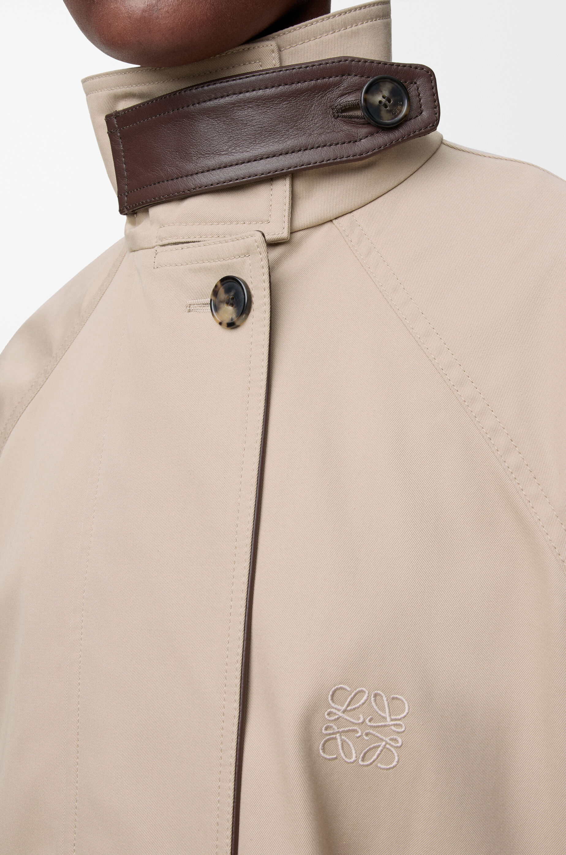 LOEWE Short parka in cotton and silk Beige