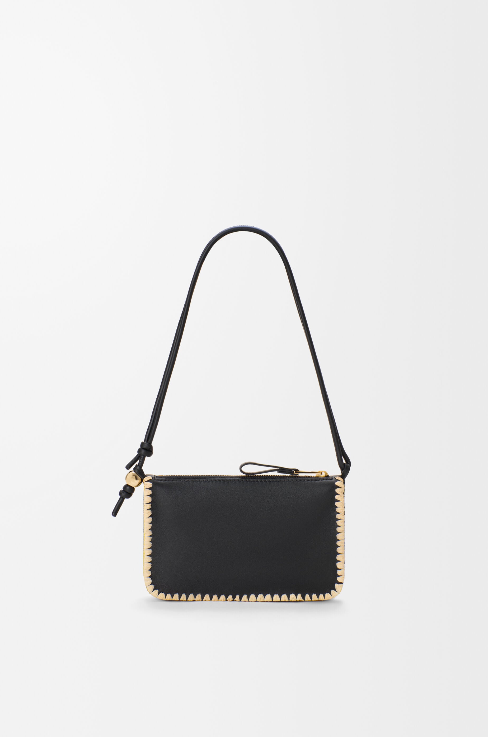 LOEWE Rio pouch in classic calfskin and raffia Black