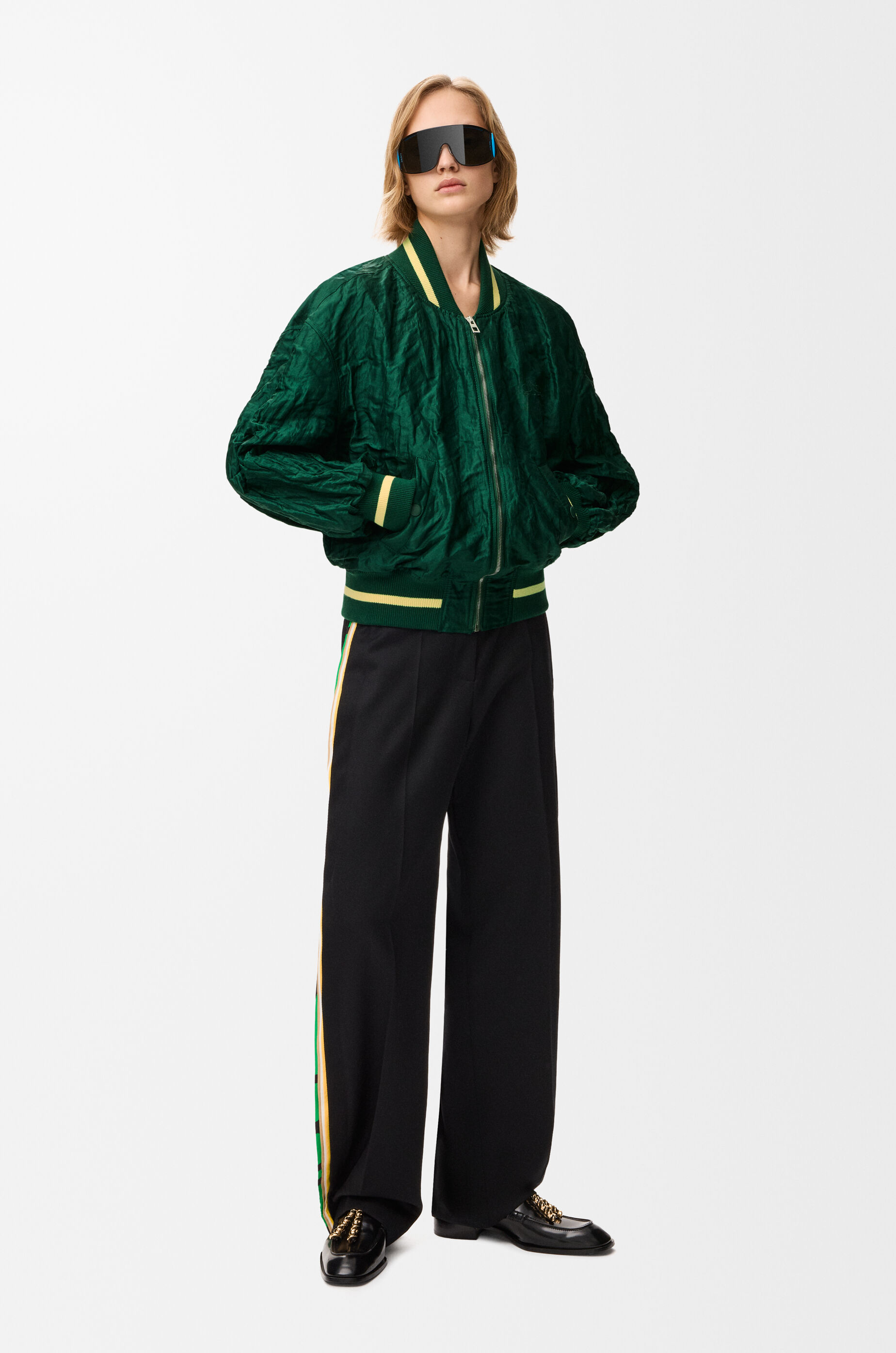 LOEWE Bomber jacket in technical fabric Dark Green