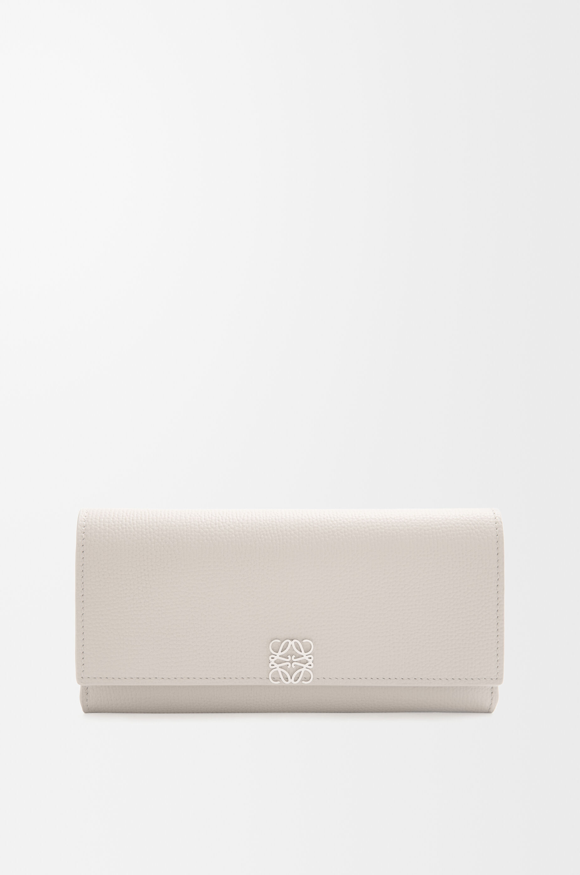 LOEWE Anagram continental wallet in pebble grained calfskin Light Ghost