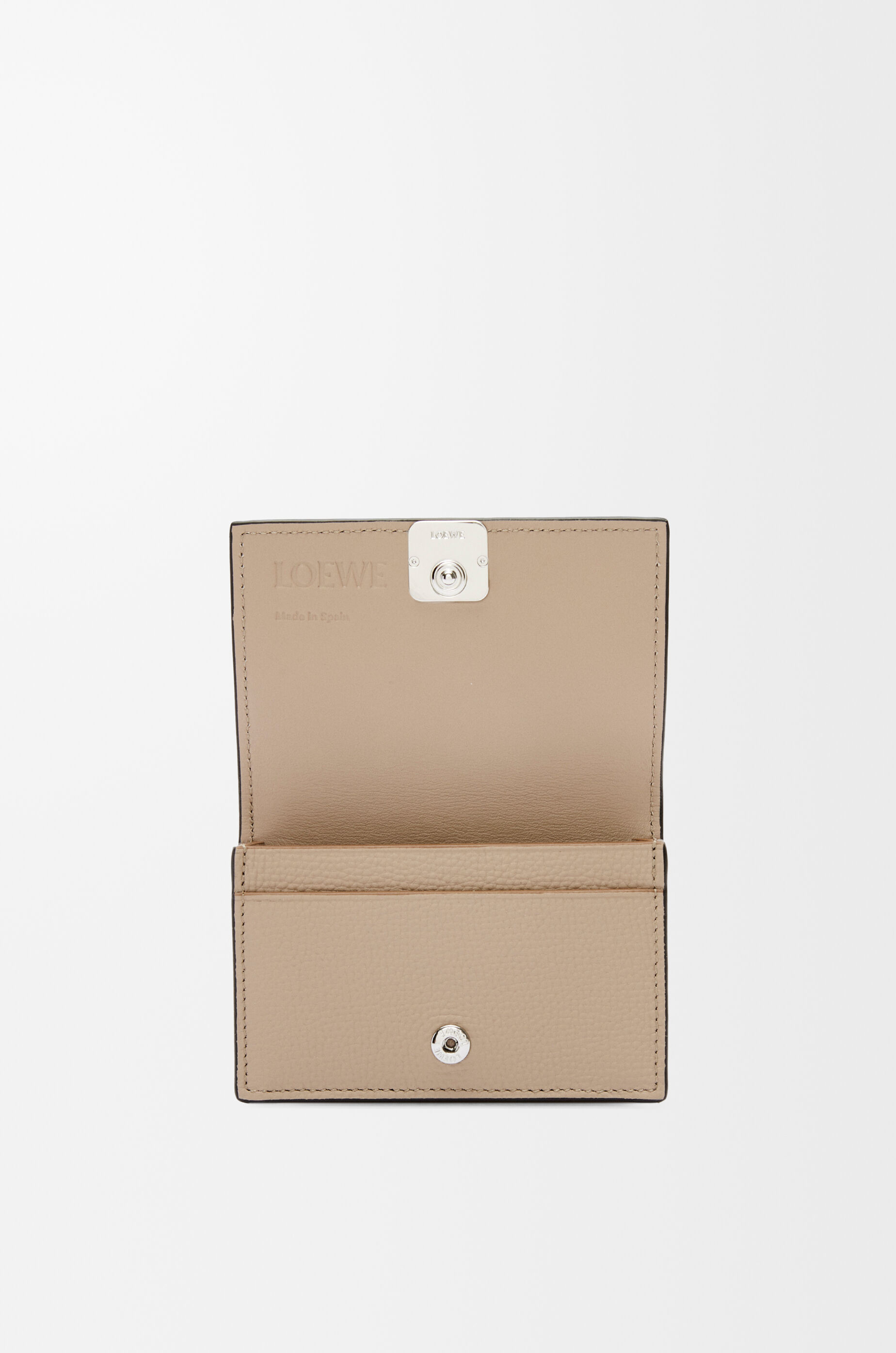 LOEWE Anagram business cardholder in pebble grained calfskin Sand