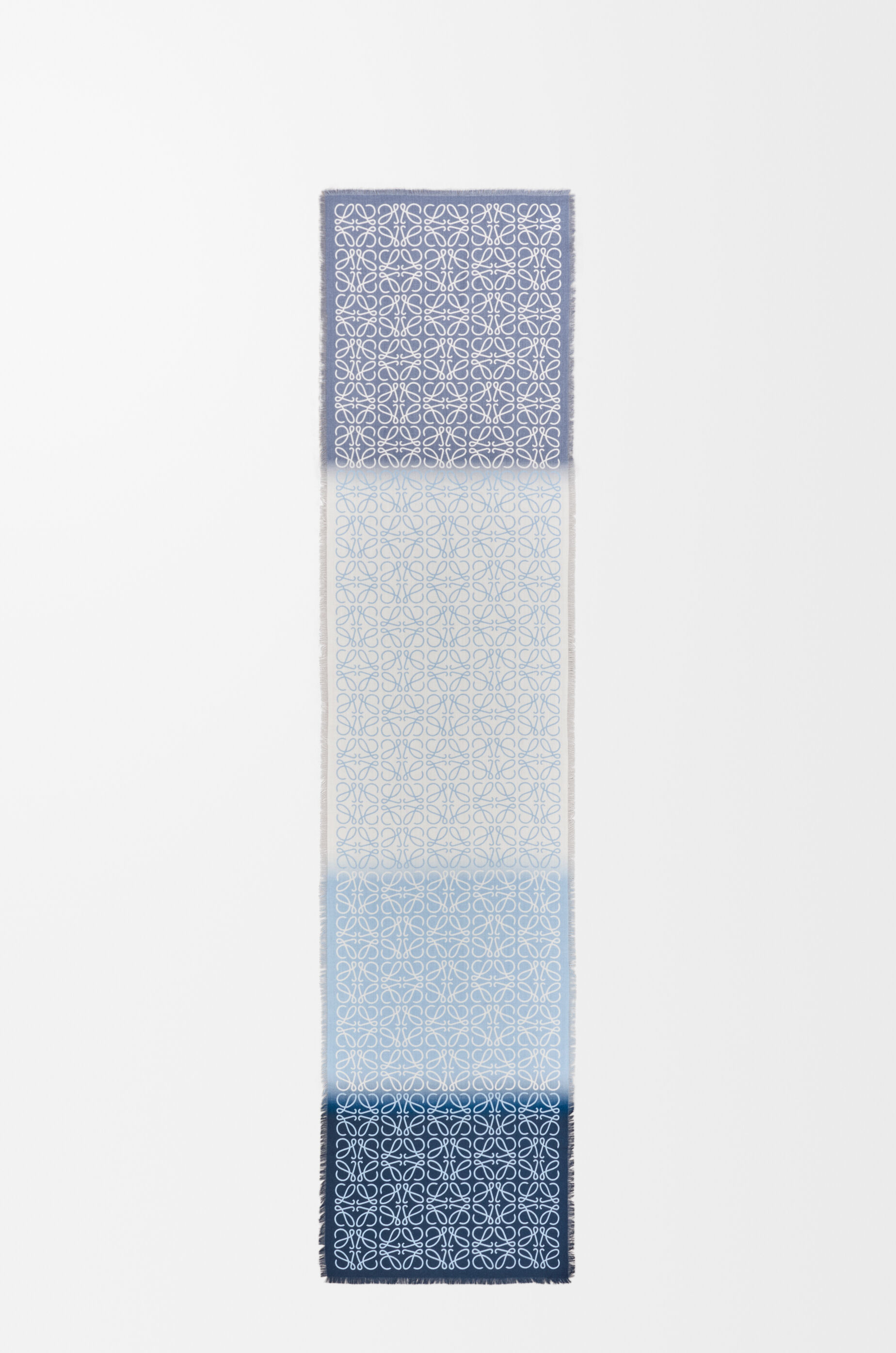 LOEWE Scarf in wool, silk and cashmere blend Light Blue/Dark Blue