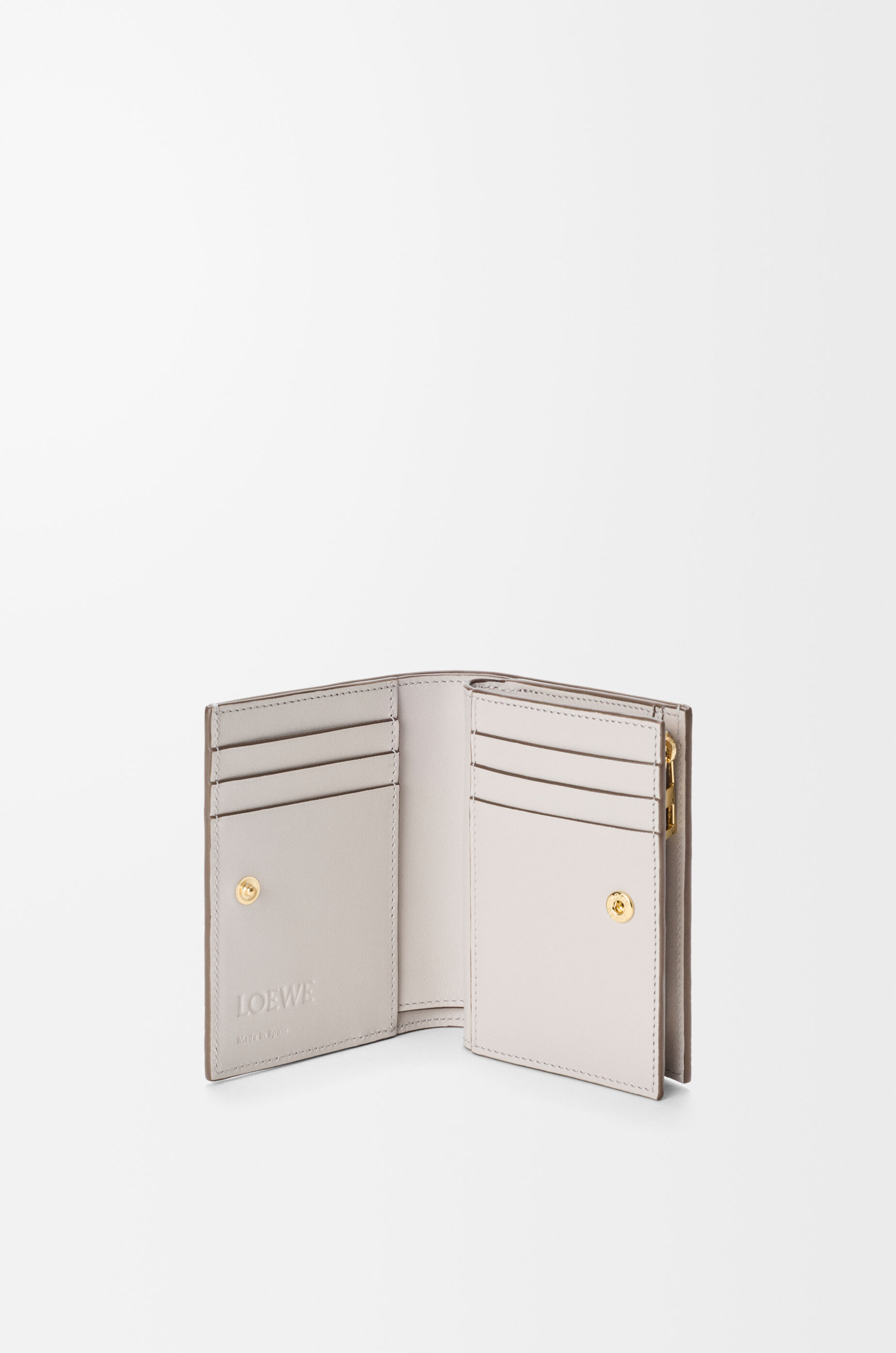 LOEWE Anagram compact wallet in pebble grained calfskin Light Ghost Grey