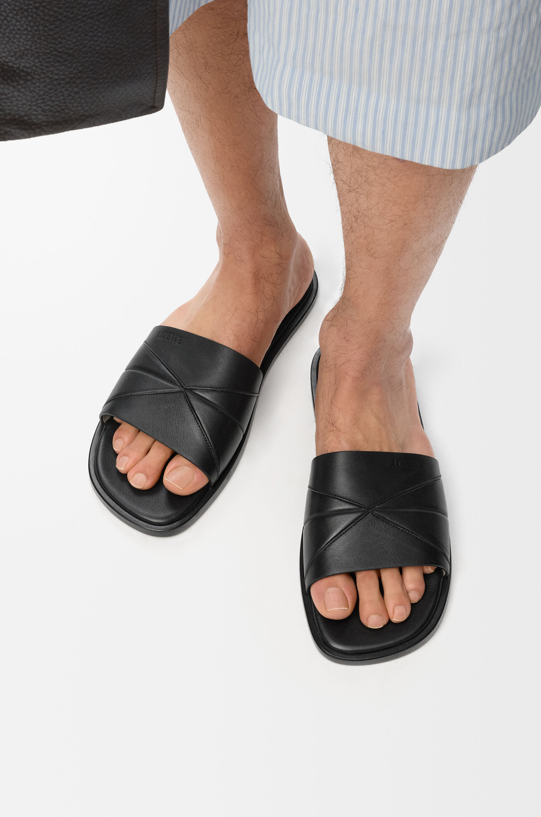 LOEWE Origami slide in soft calfskin Black