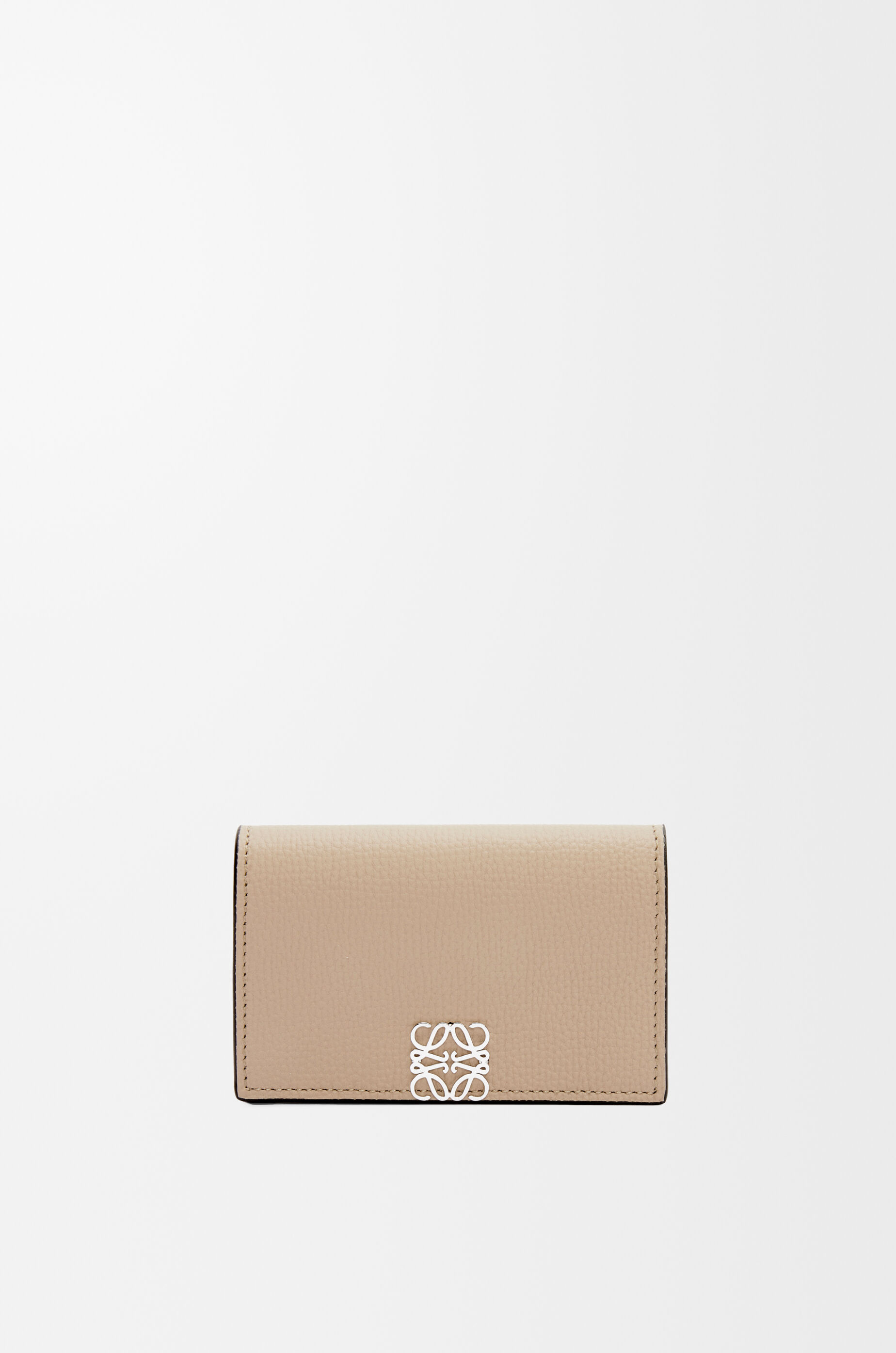 LOEWE Anagram business cardholder in pebble grained calfskin Sand