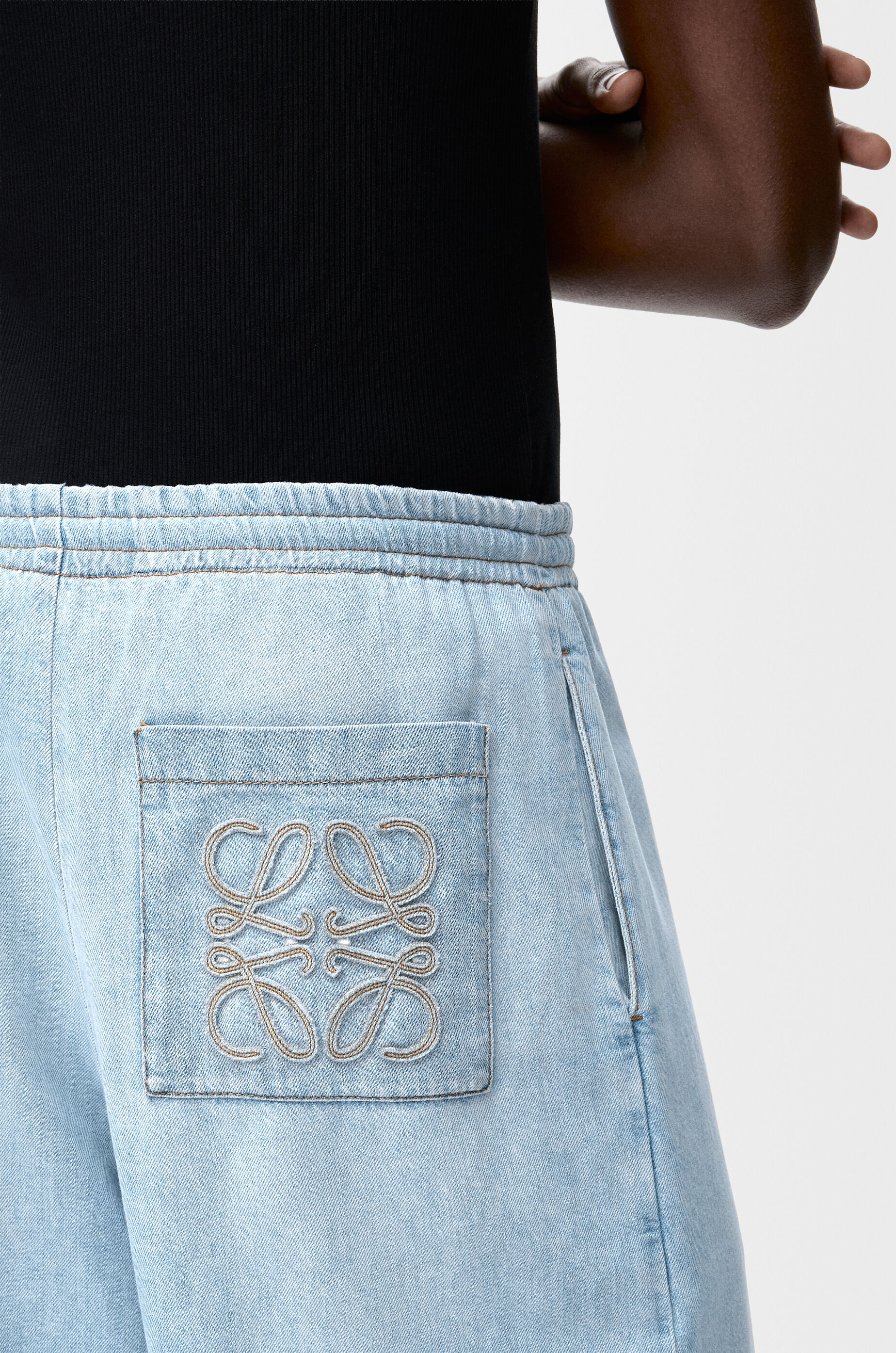 LOEWE Drawstring trousers in denim Washed Blue
