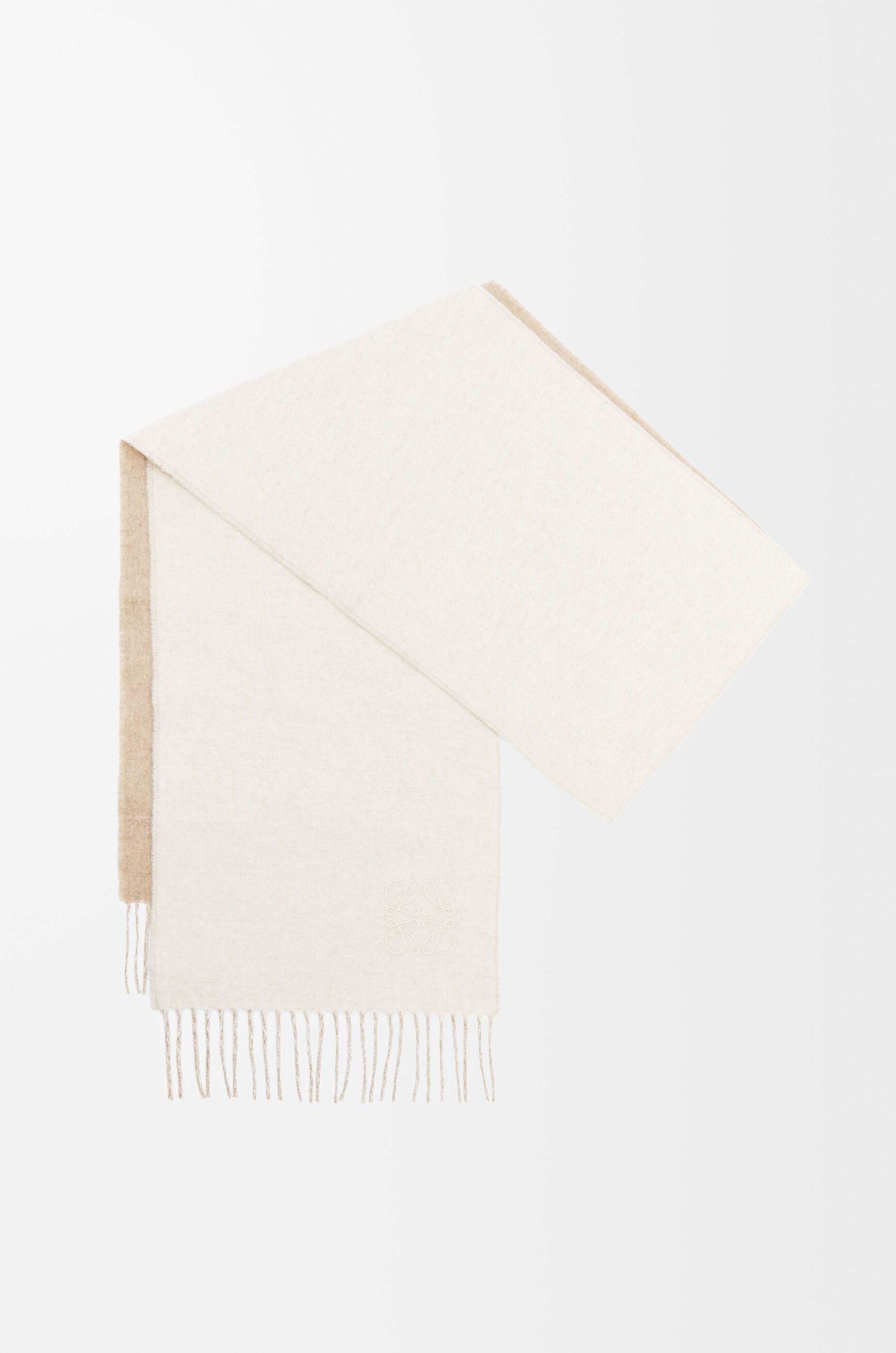LOEWE Scarf in wool and cashmere Ivory/Sand