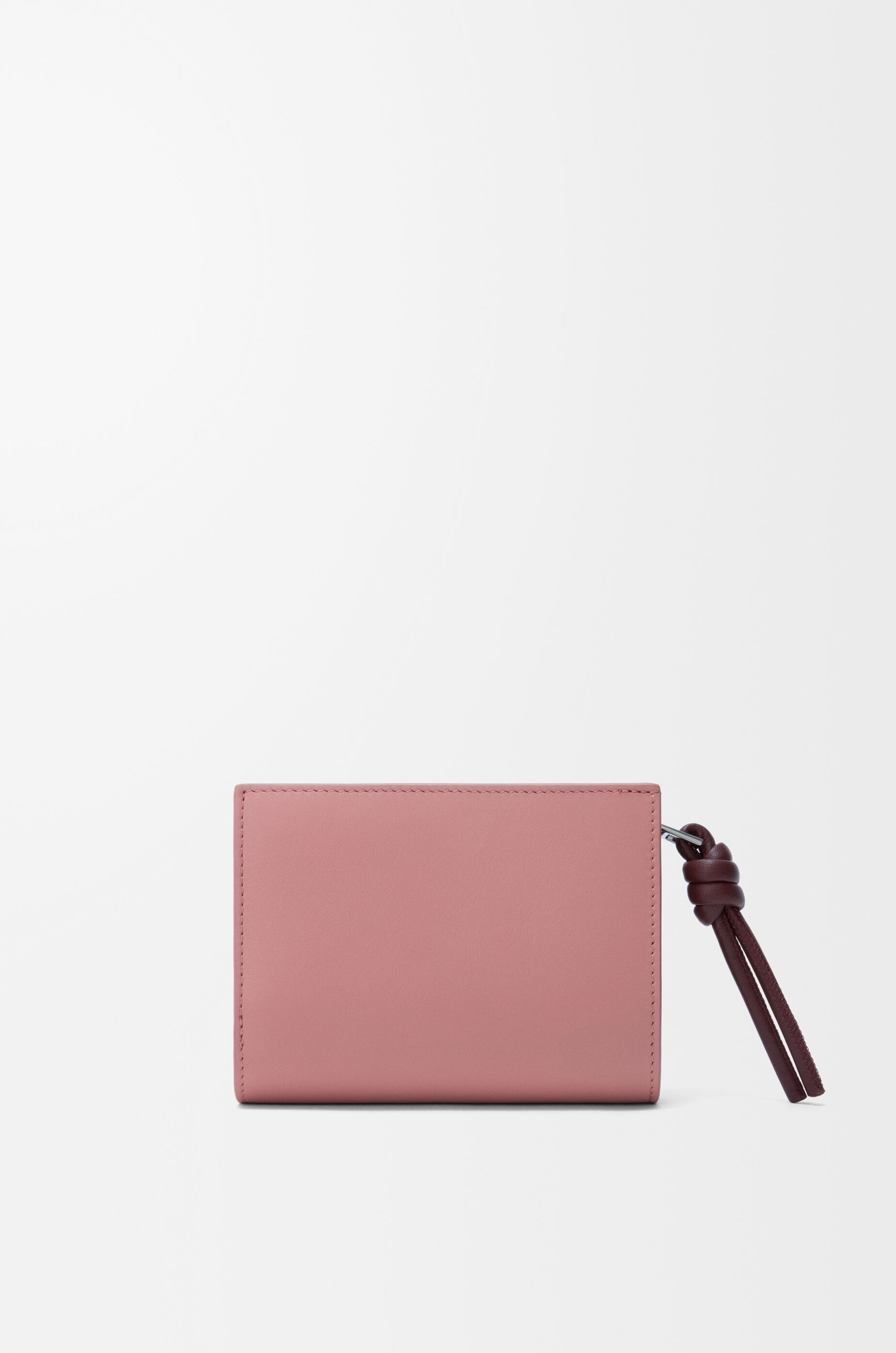 LOEWE Knot compact wallet in shiny nappa calfskin Blush/Mahogany