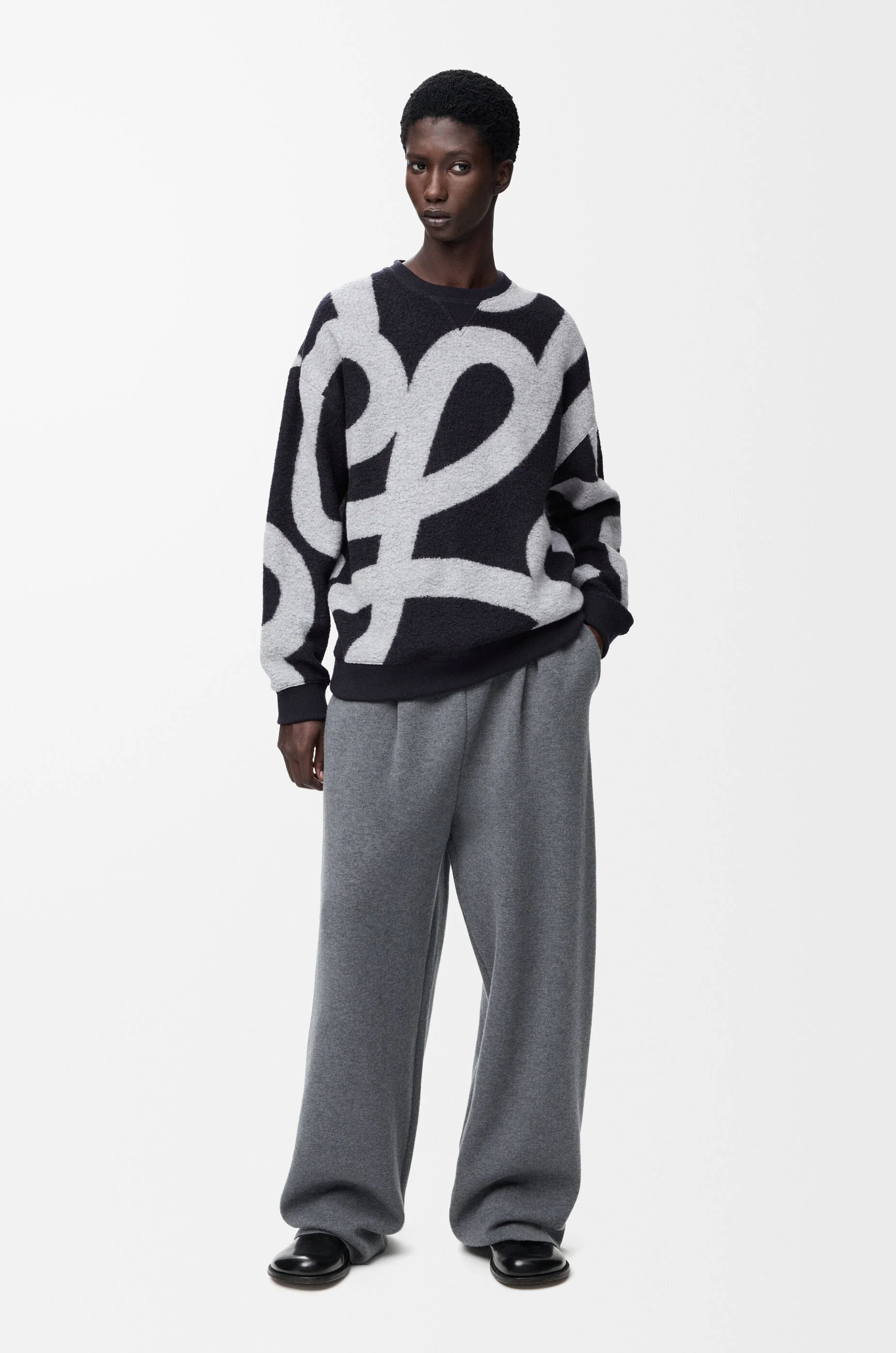 LOEWE Sweatshirt in wool and cotton Navy/Grey