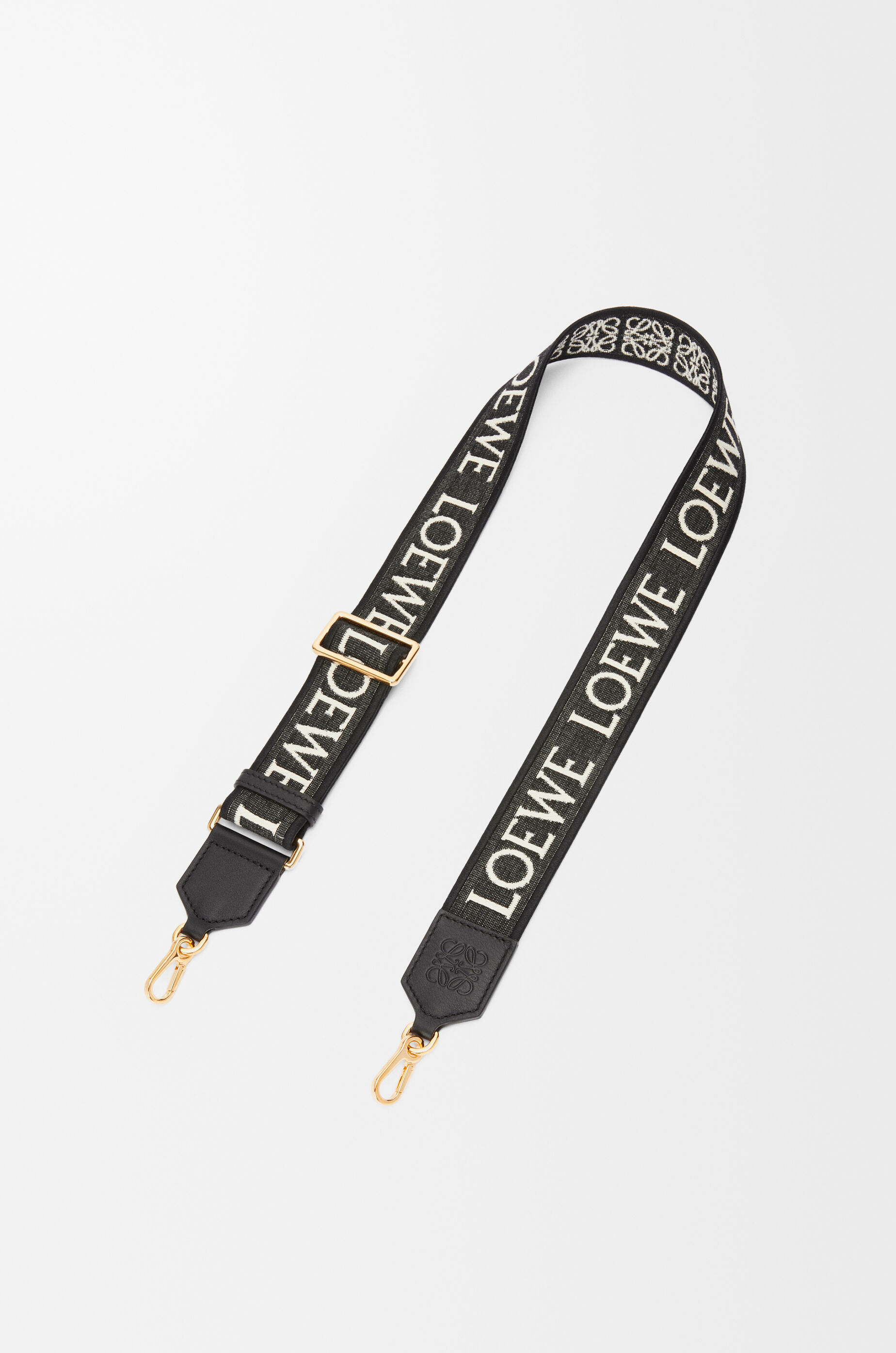 LOEWE Anagram strap in jacquard and calfskin Black/Gold