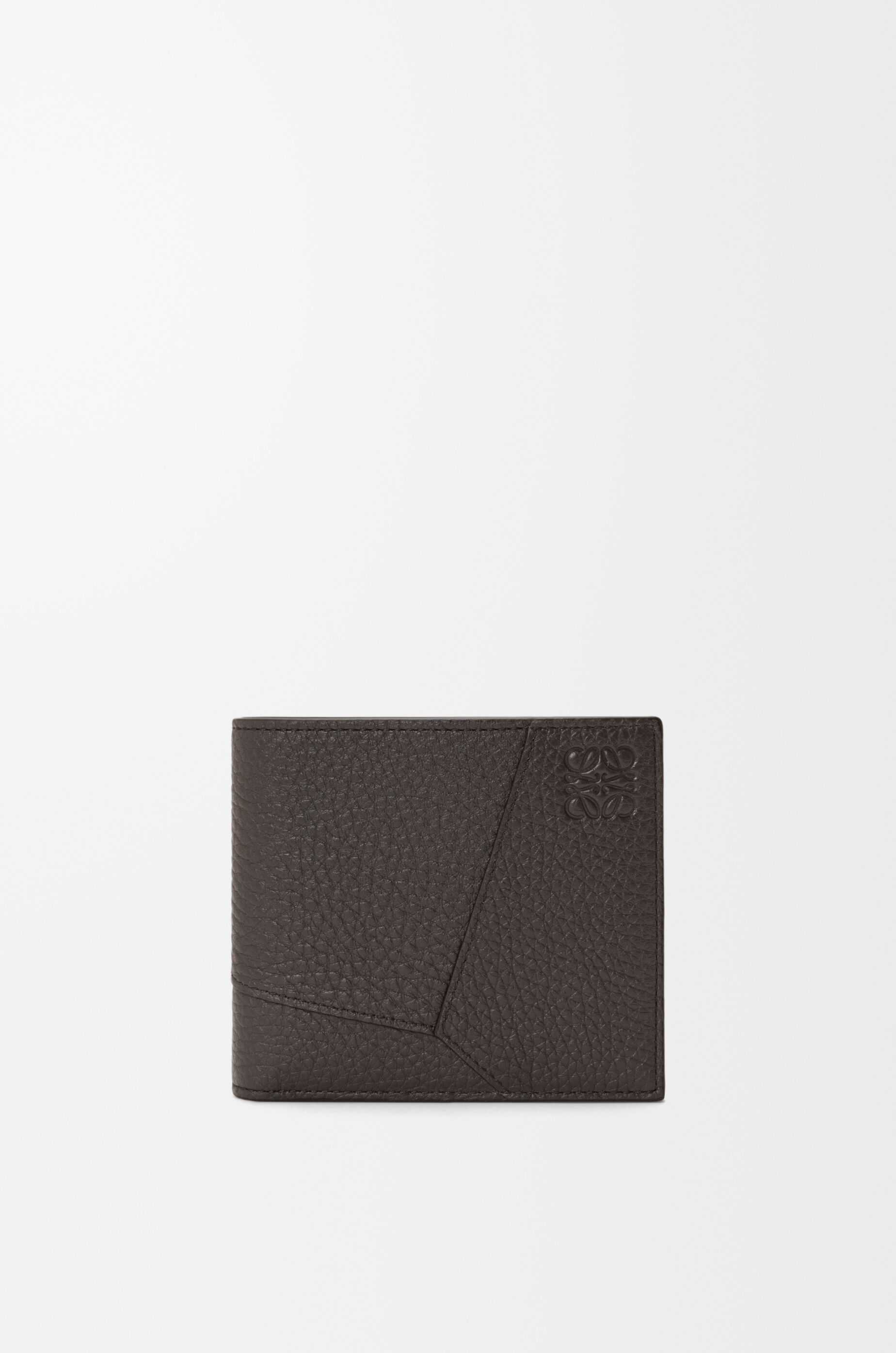 LOEWE Puzzle bifold wallet in supple grained calfskin Dark Grey