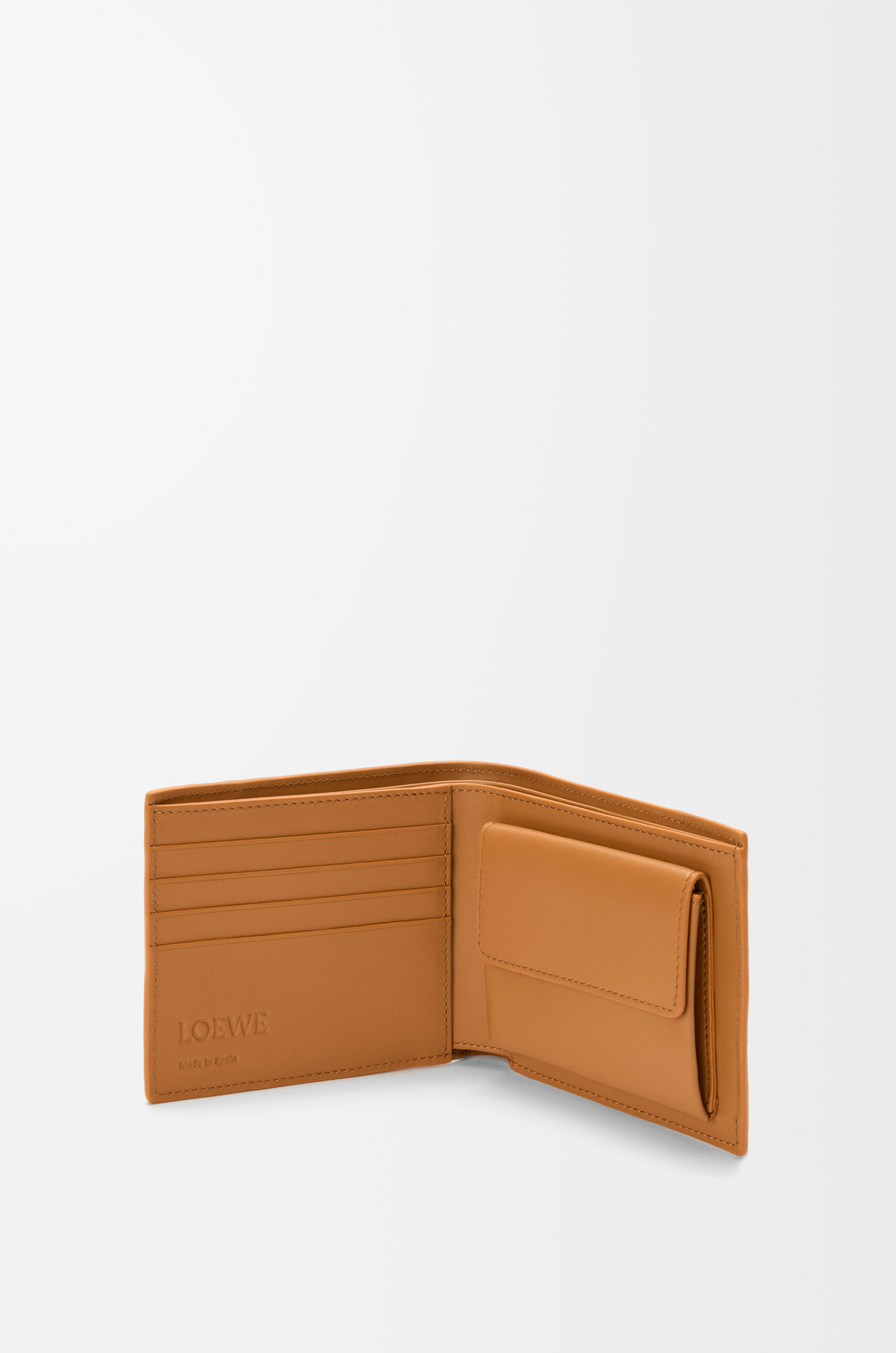 LOEWE Puzzle bifold coin wallet in supple grained calfskin Light Canyon Brown