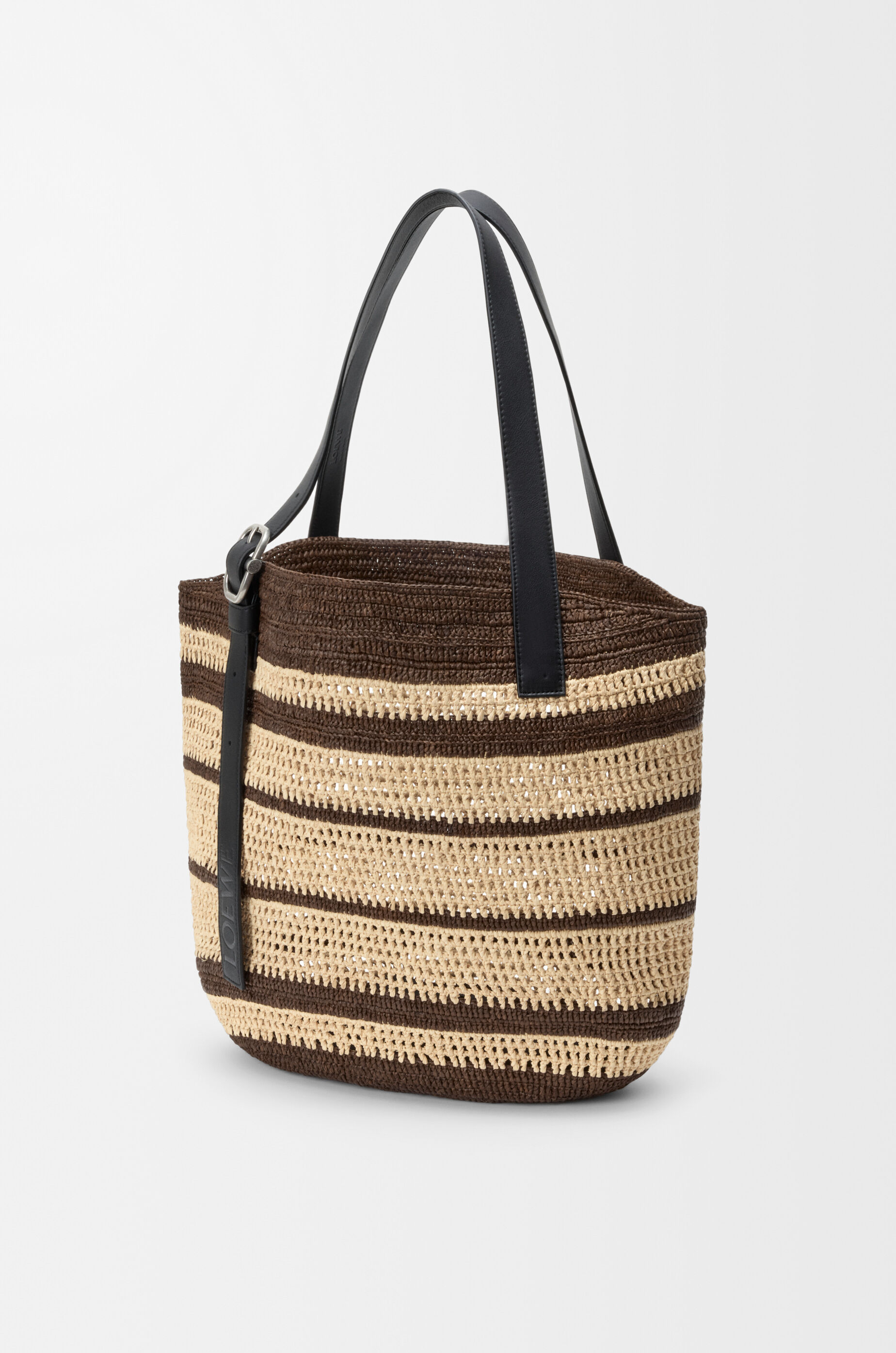 LOEWE Loop basket in raffia Chocolate/Natural