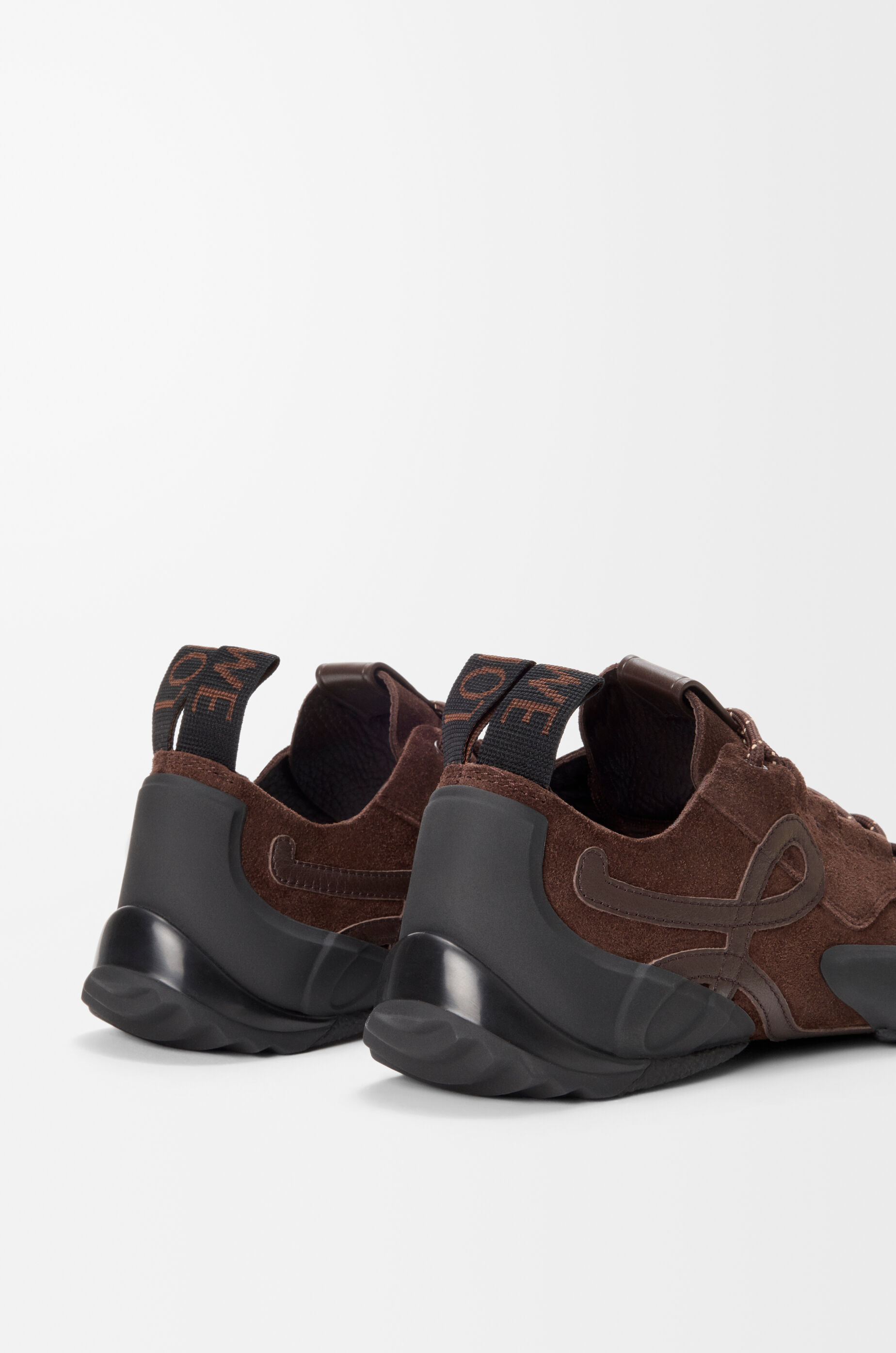 LOEWE Grip sneaker in calfskin suede Dark Brown/Dark Brown