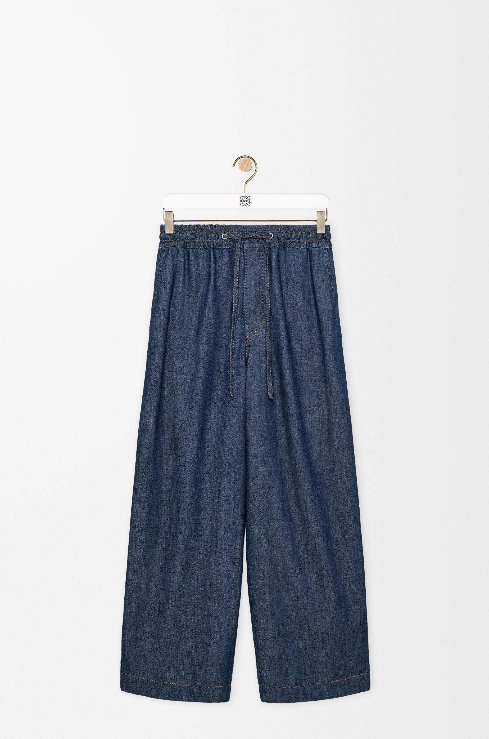 LOEWE Drawstring trousers in cotton Denim Blue
