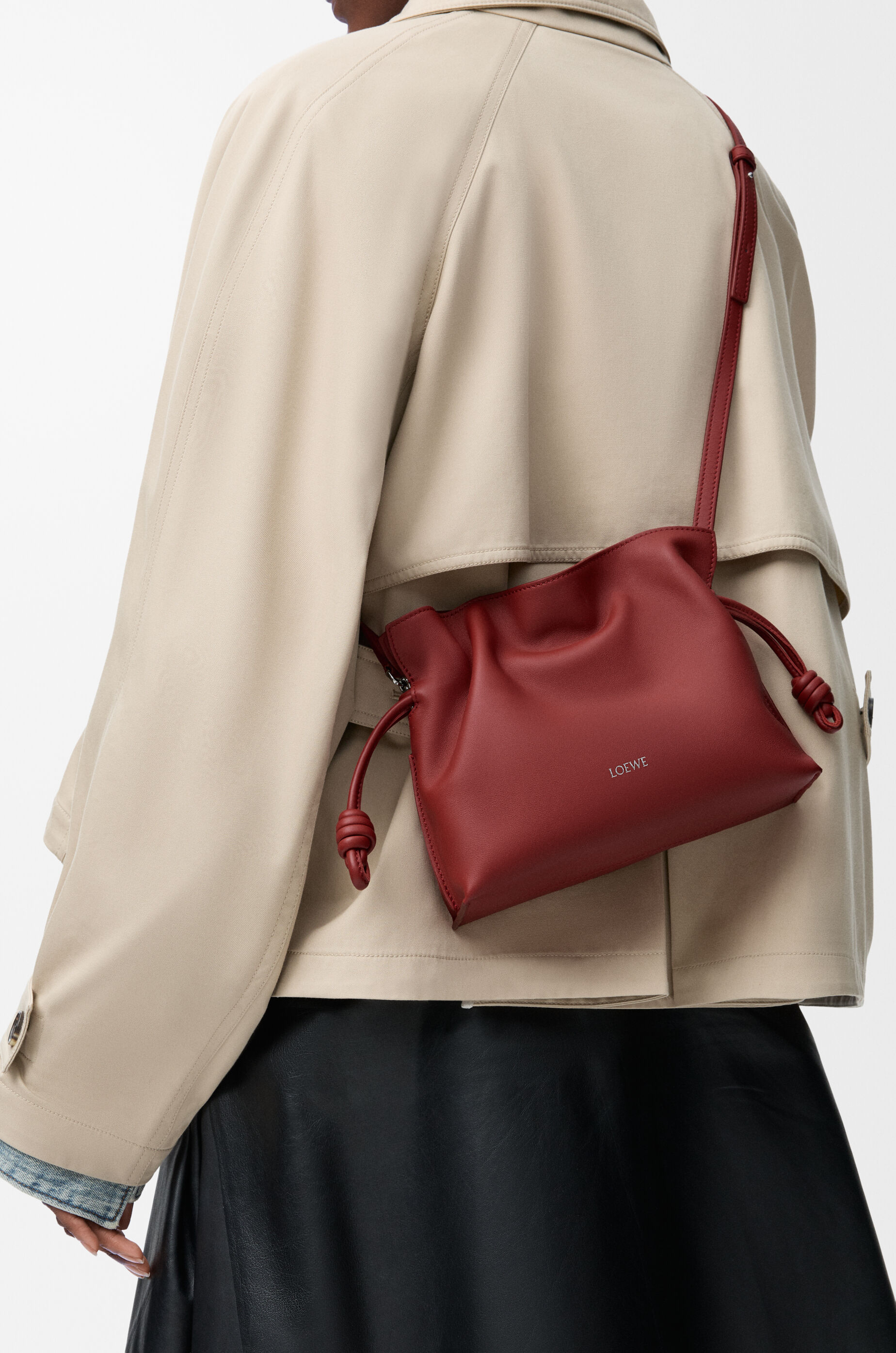 LOEWE Mini Flamenco clutch in nappa calfskin Burnt Red