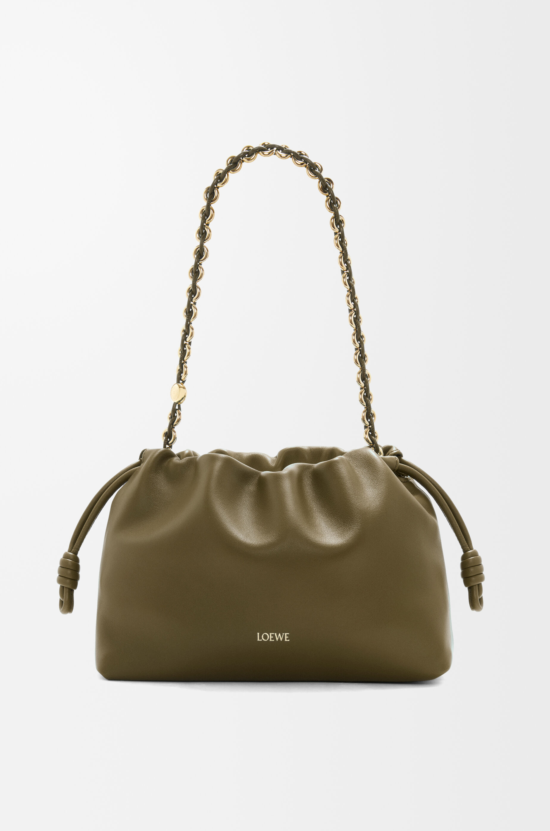 LOEWE Medium Flamenco purse in mellow nappa lambskin Dark Khaki