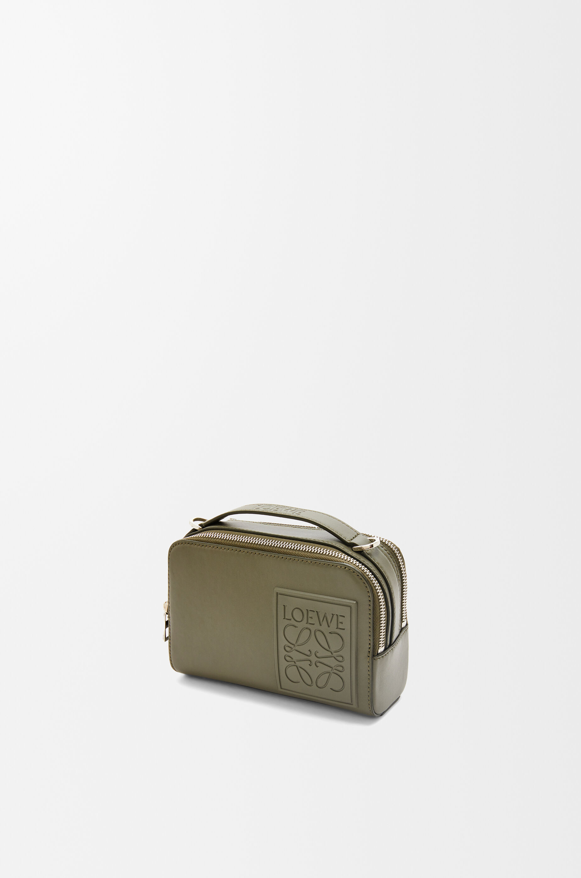 LOEWE Mini crossbody camera bag in satin calfskin Khaki Green