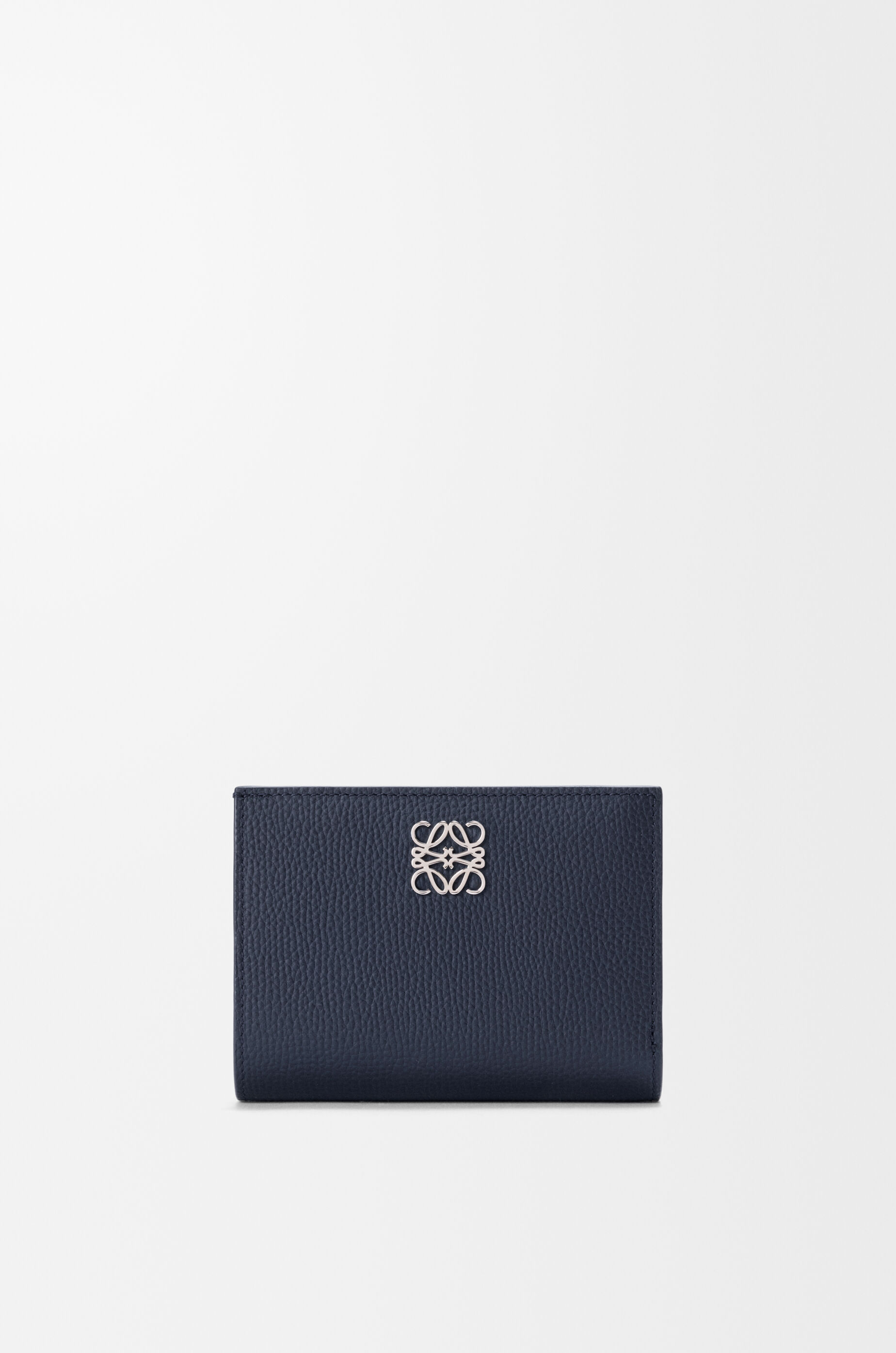 LOEWE Anagram compact wallet in pebble grained calfskin Deep Navy
