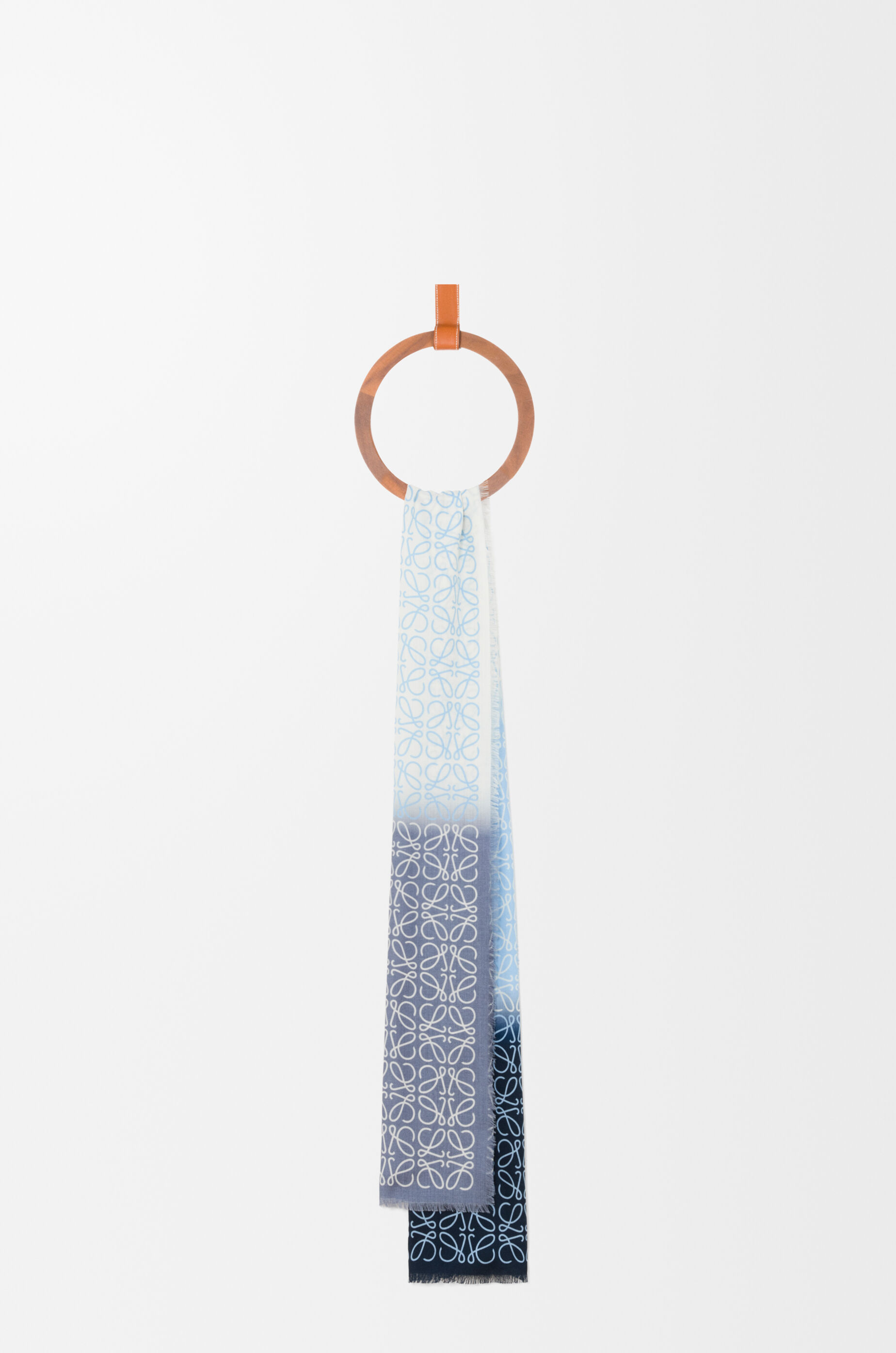 LOEWE Scarf in wool, silk and cashmere blend Light Blue/Dark Blue