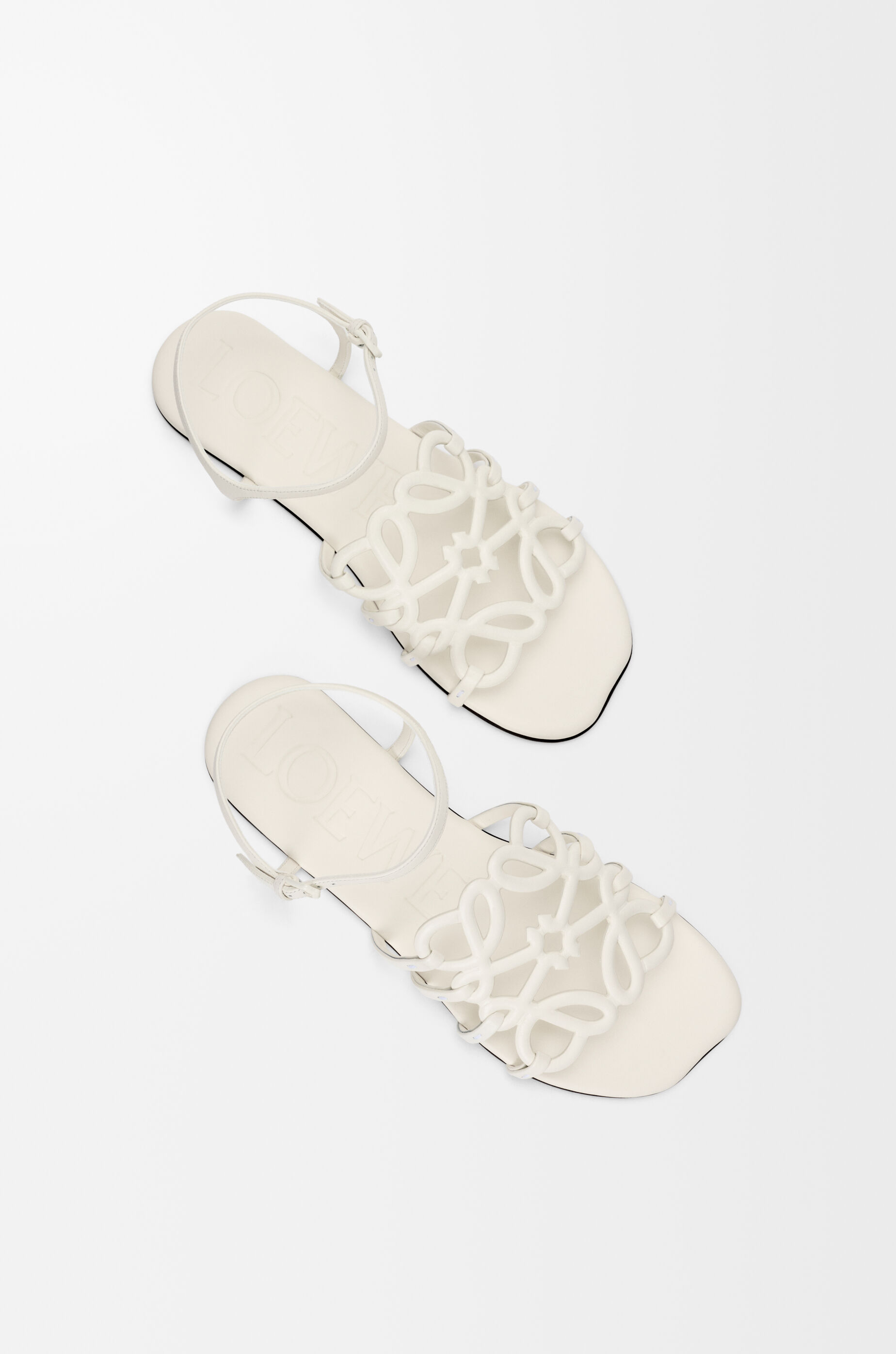 LOEWE Petal Anagram sandal in calfskin White